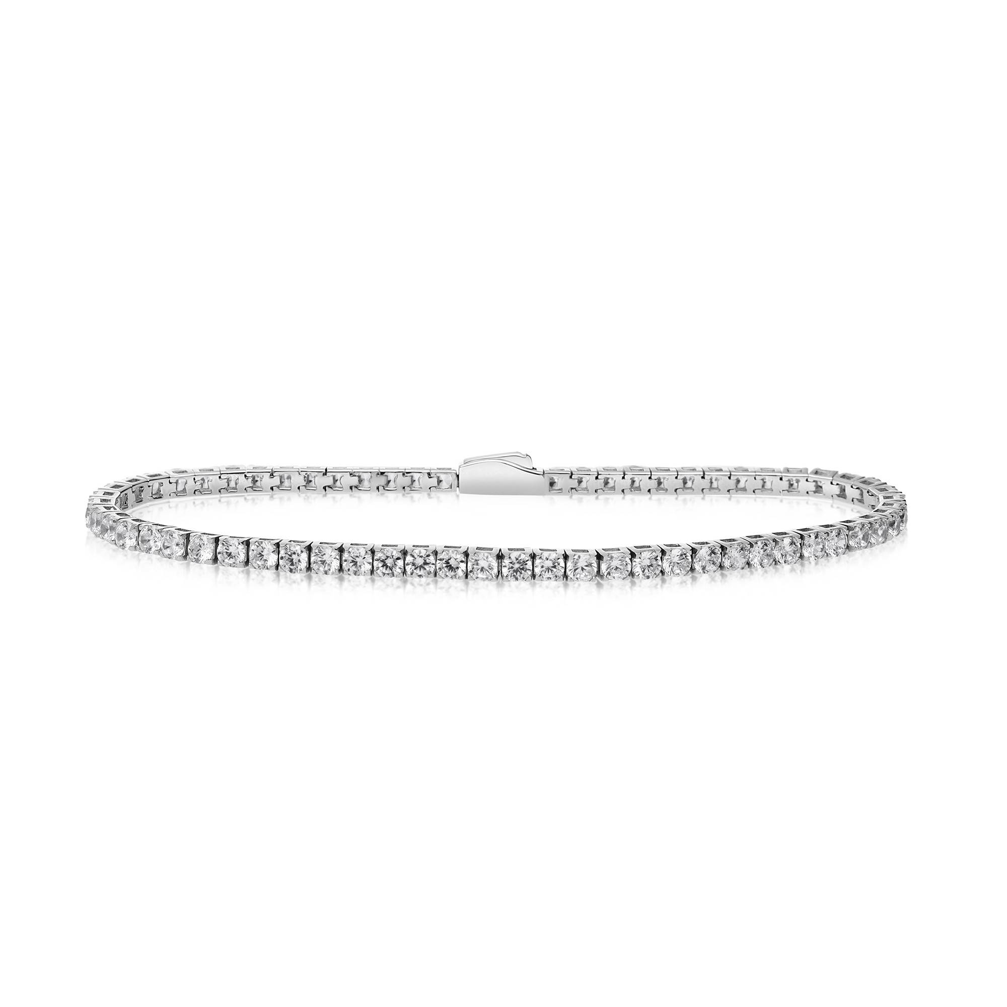 BRACCIALE TENNIS IN ARGENTO 925 RODIATO CON ZIRCONI BIANCHI 3 MM MISURA 21 CM - LUXURY MILANO