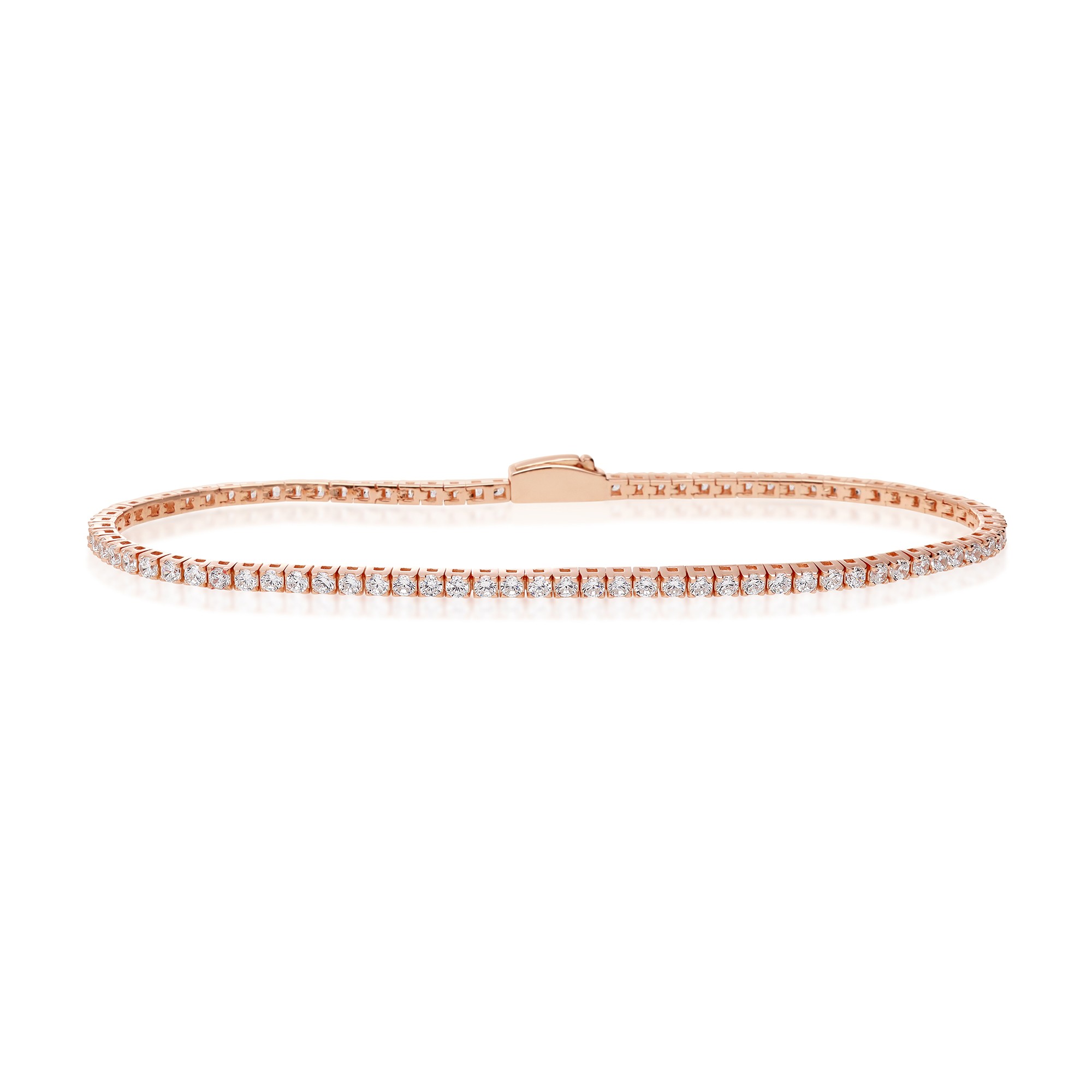 BRACCIALE TENNIS IN ARGENTO 925 ROSATO CON ZIRCONI BIANCHI 2 MM MISURA 21 CM - LUXURY MILANO