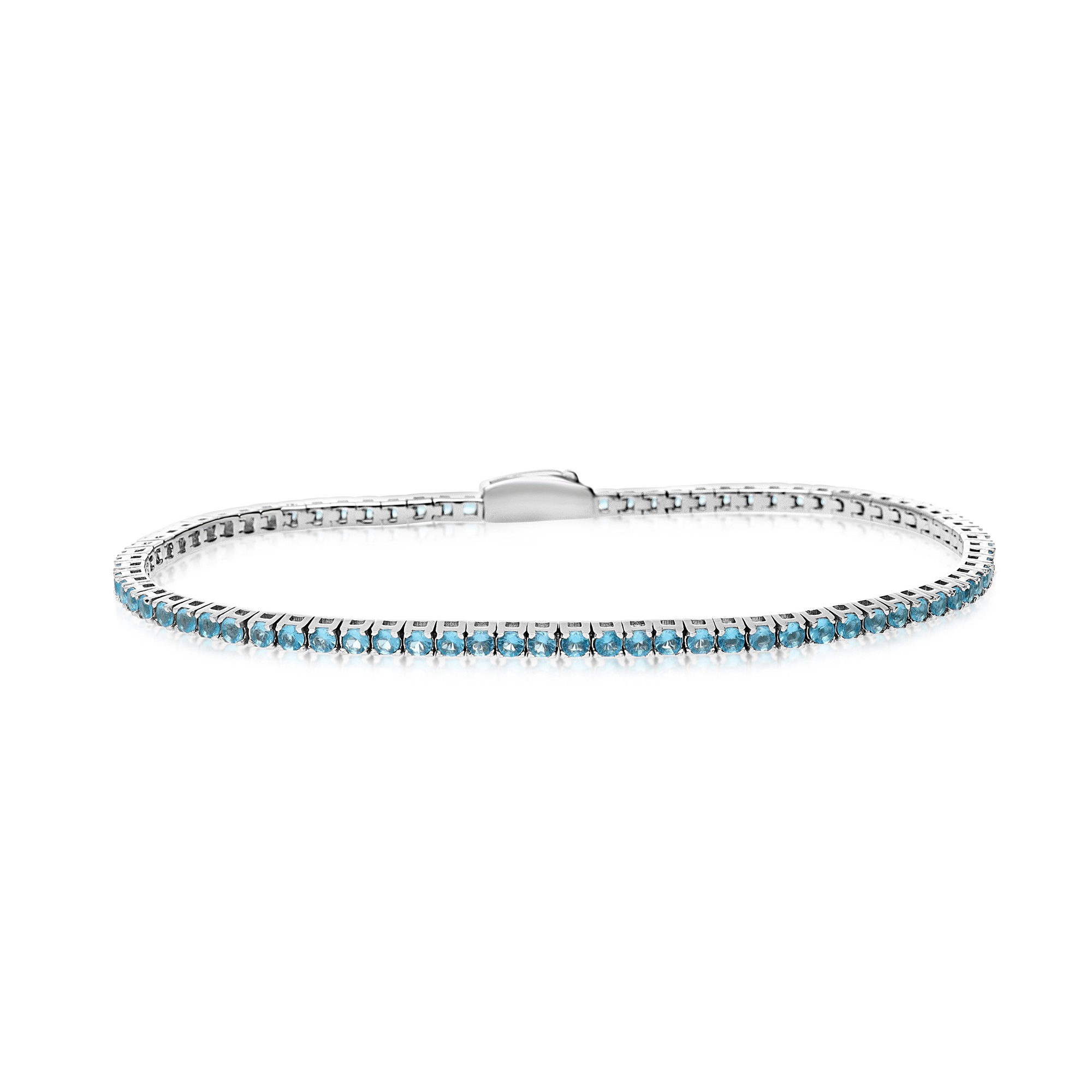 Bracciale tennis in argento con zirconi azzurri - LUXURY MILANO