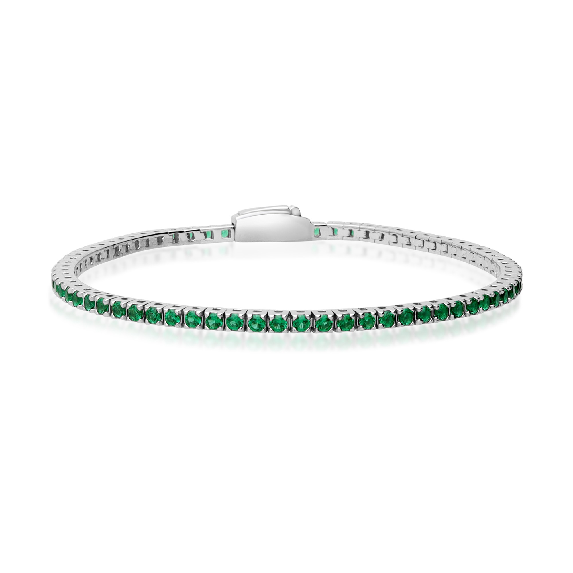 BRACCIALE TENNIS IN ARGENTO 925 RODIATO CON ZIRCONI VERDI 2 MM MISURA 17 CM - LUXURY MILANO