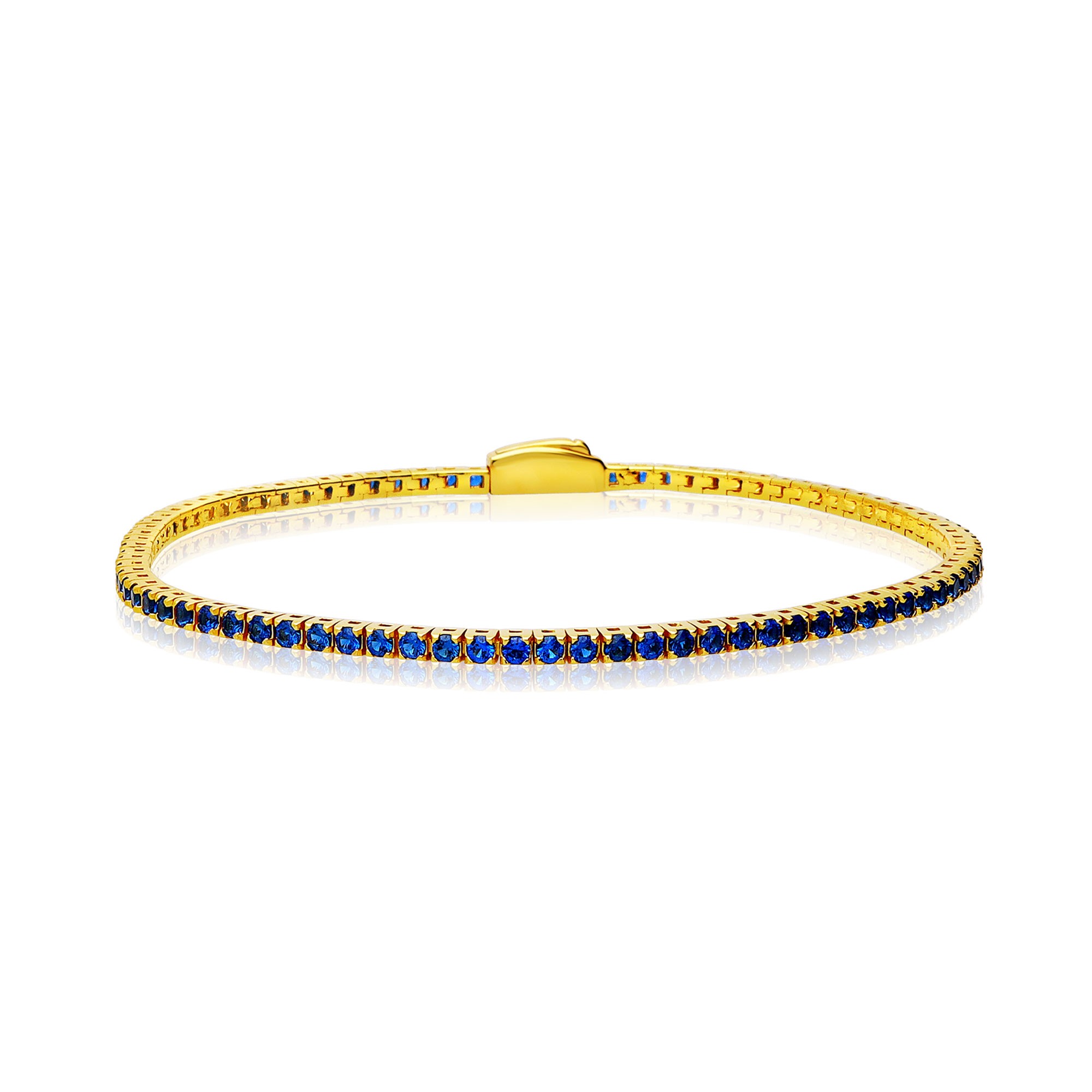 BRACCIALE TENNIS IN ARGENTO 925 DORATO CON ZIRCONI BLU 2 MM MISURA 21 CM - LUXURY MILANO