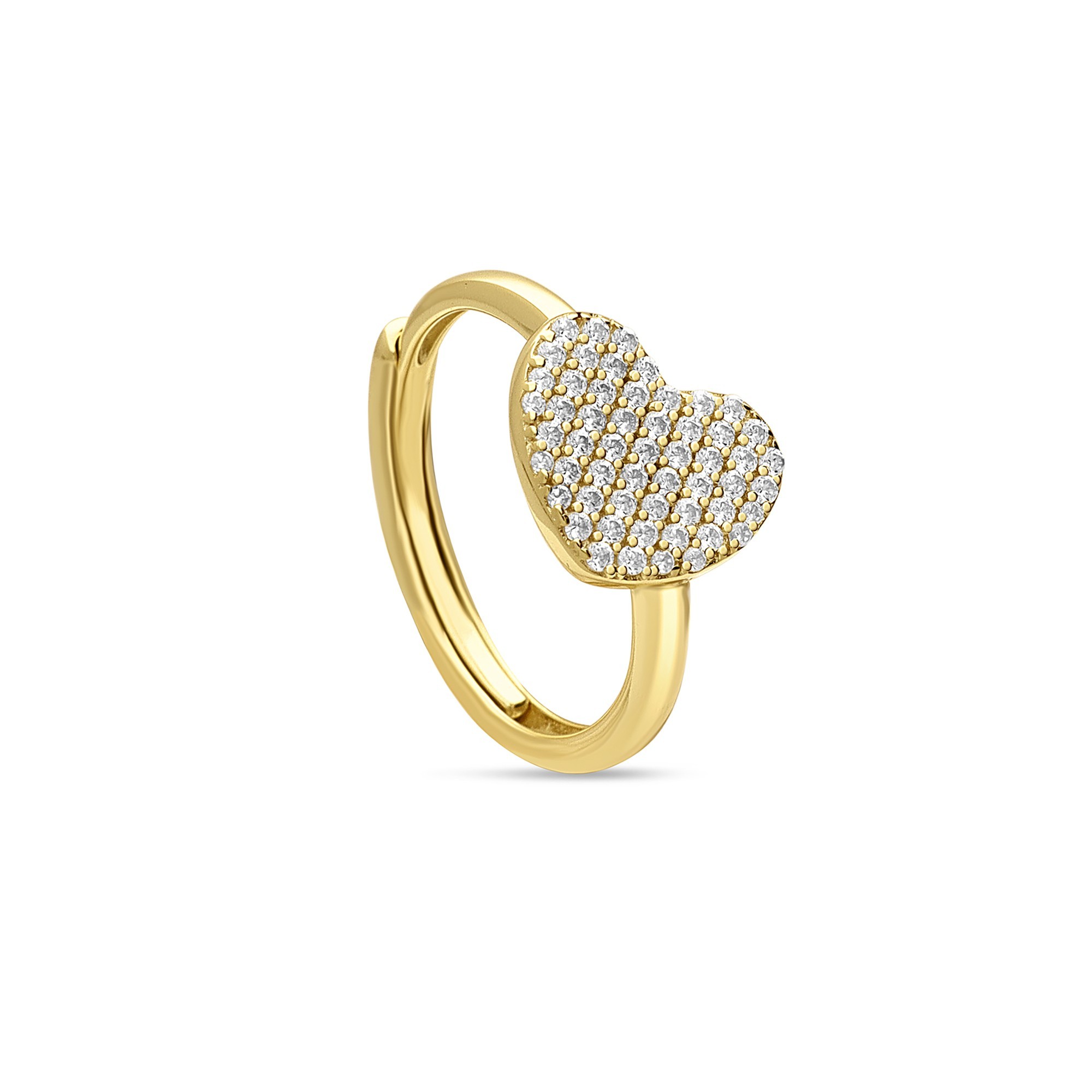 Gold-plated silver Incanto ring with white zircon pav&eacute;. - ALFIERI & ST. JOHN 925