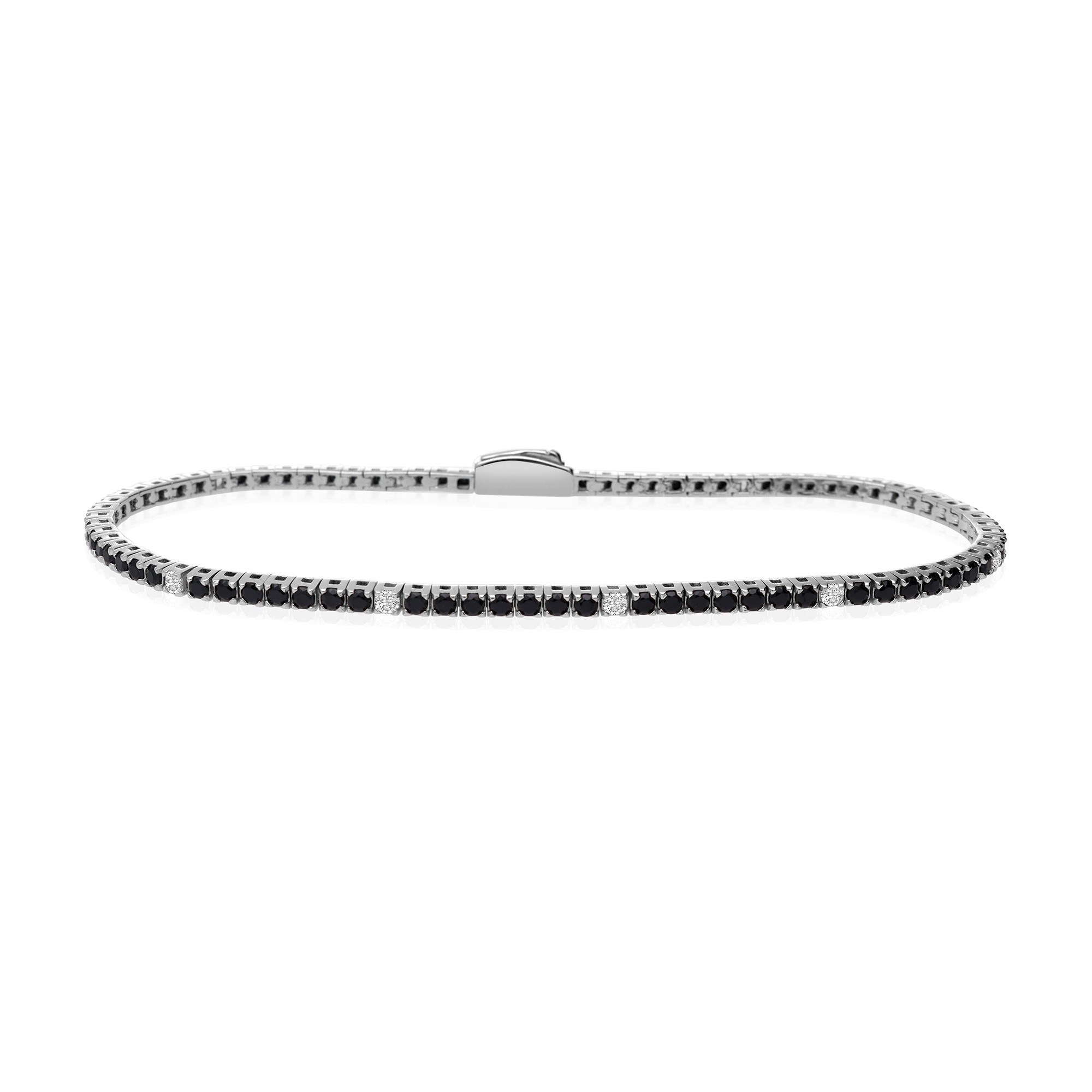 Bracciale tennis in argento e zirconi neri e bianchi - LUXURY MILANO