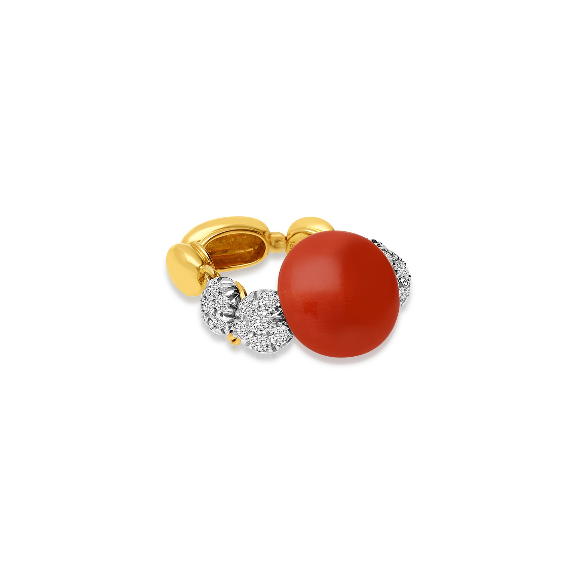 Ring with red coral and diamonds - CHANTECLER