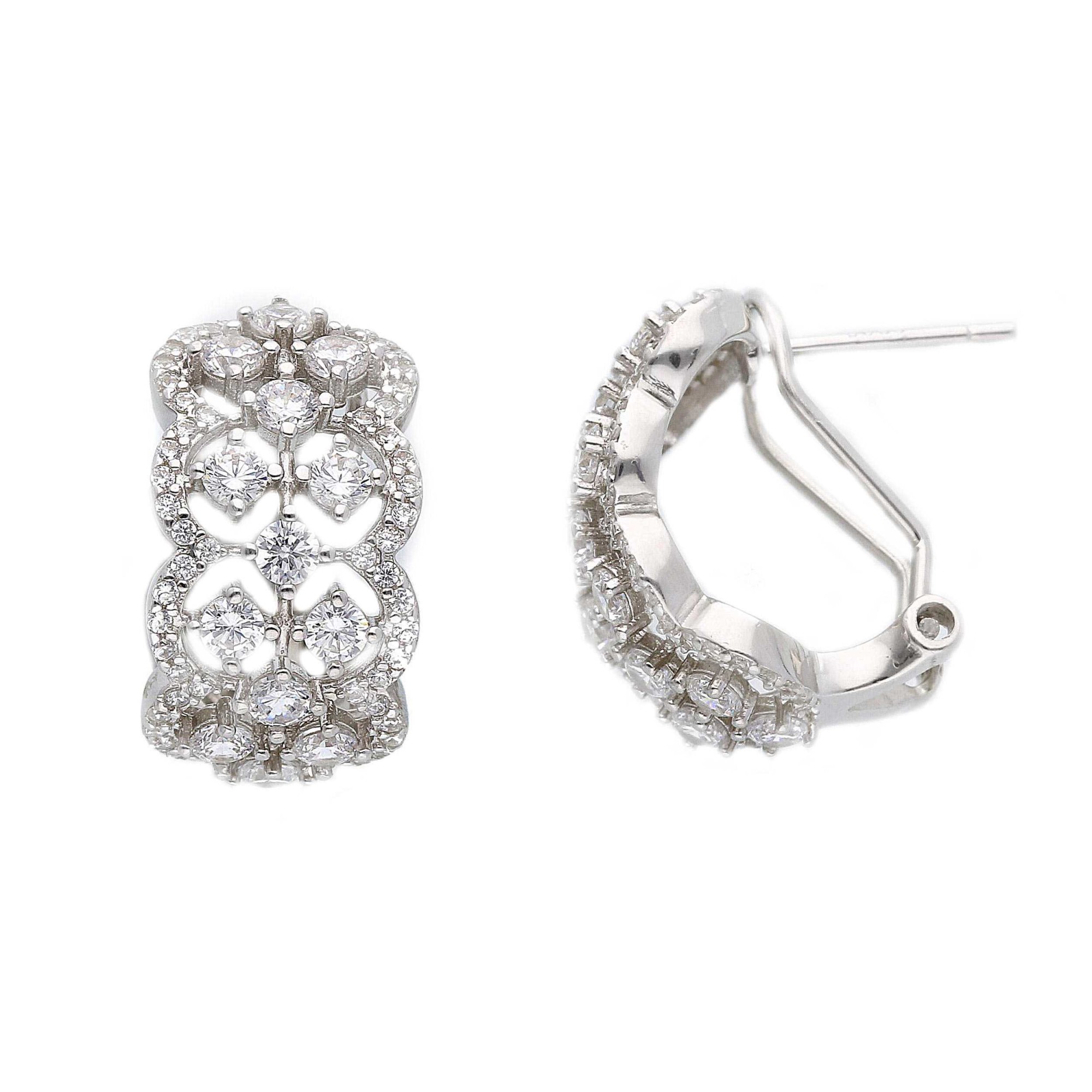 Pendientes de aro de plata 925 pav&eacute; circonitas ORO&CO 925 - ORO&CO 925