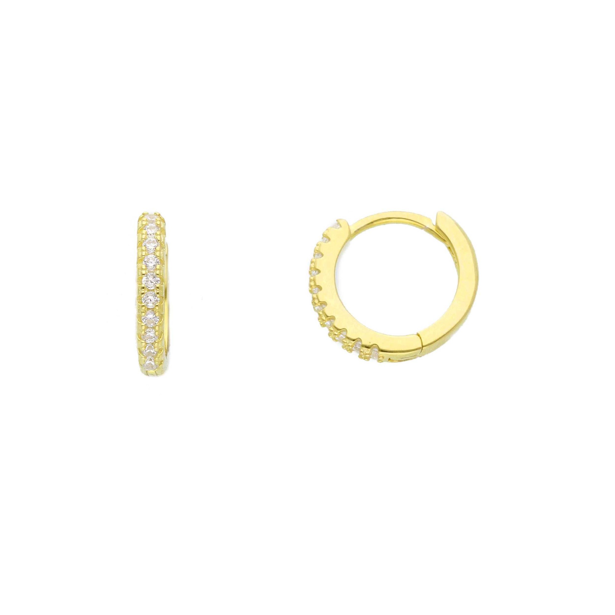 Pendientes de aro en plata dorada con circonitas blancas ORO&CO 925 - ORO&CO 925