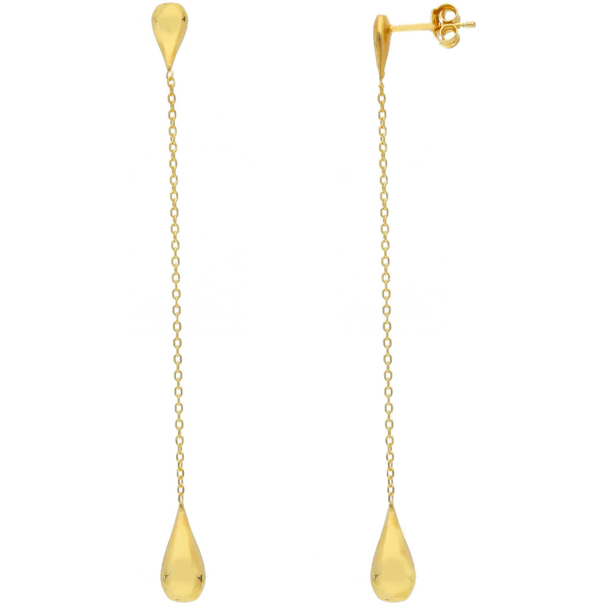Pendientes colgantes en plata dorada con gota ORO&CO 925 8 cm - ORO&CO 925