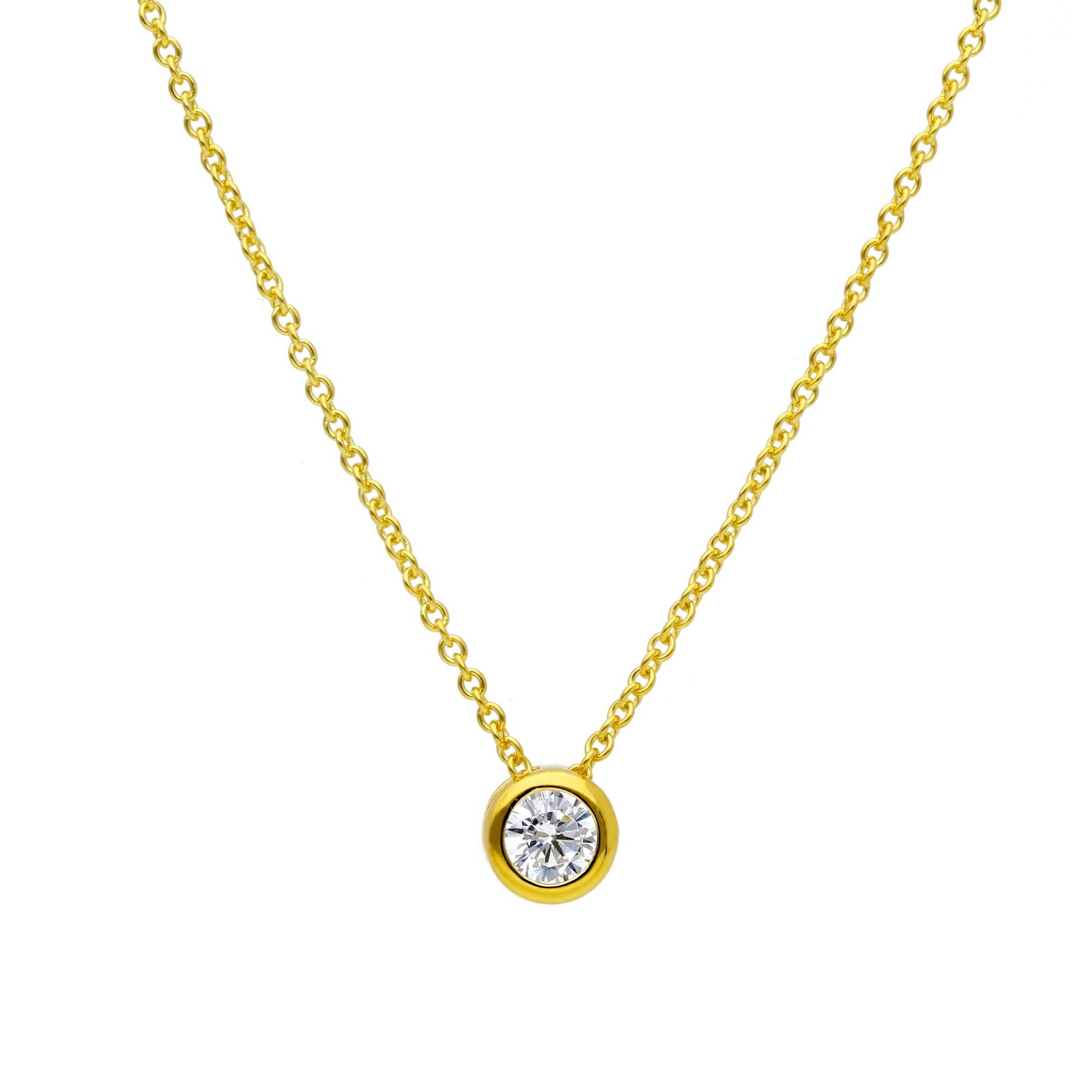Collar punto de luz cipollina en plata dorada con circonita blanca ORO&CO 925 - ORO&CO 925