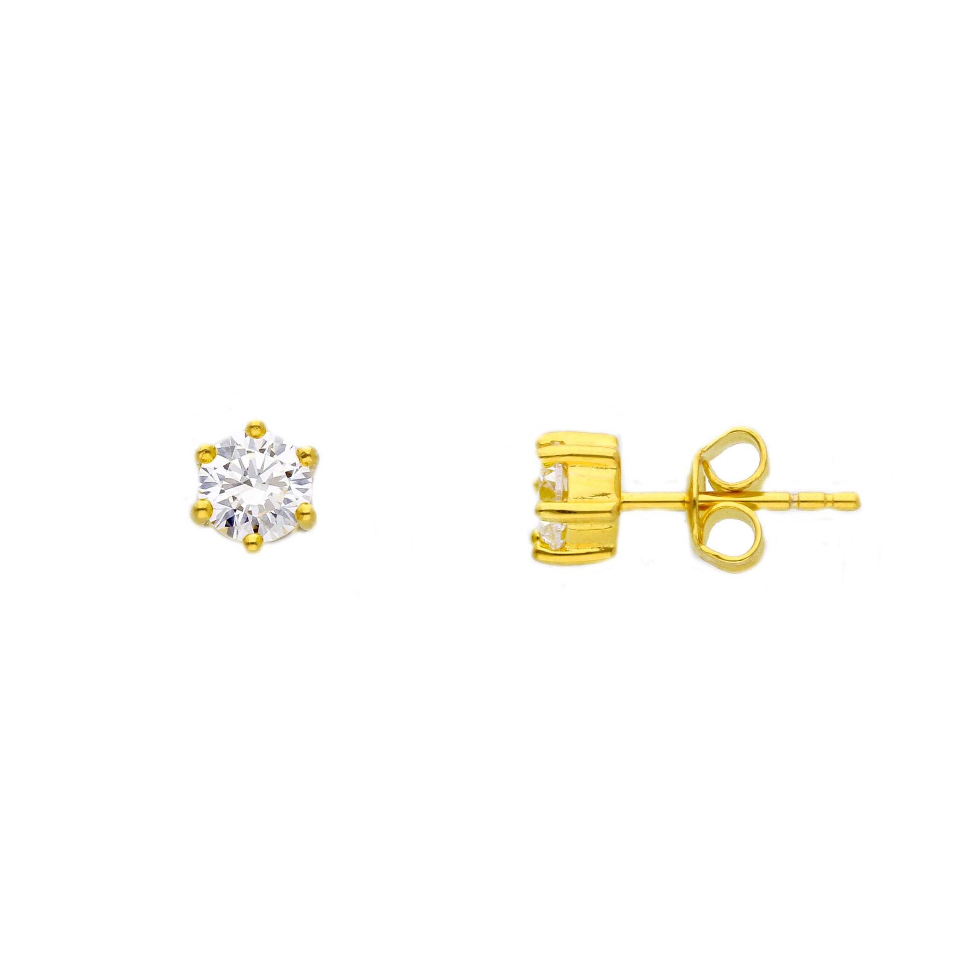 Pendientes punto de luz en plata dorada con circonitas blancas ORO&CO 925 - ORO&CO 925