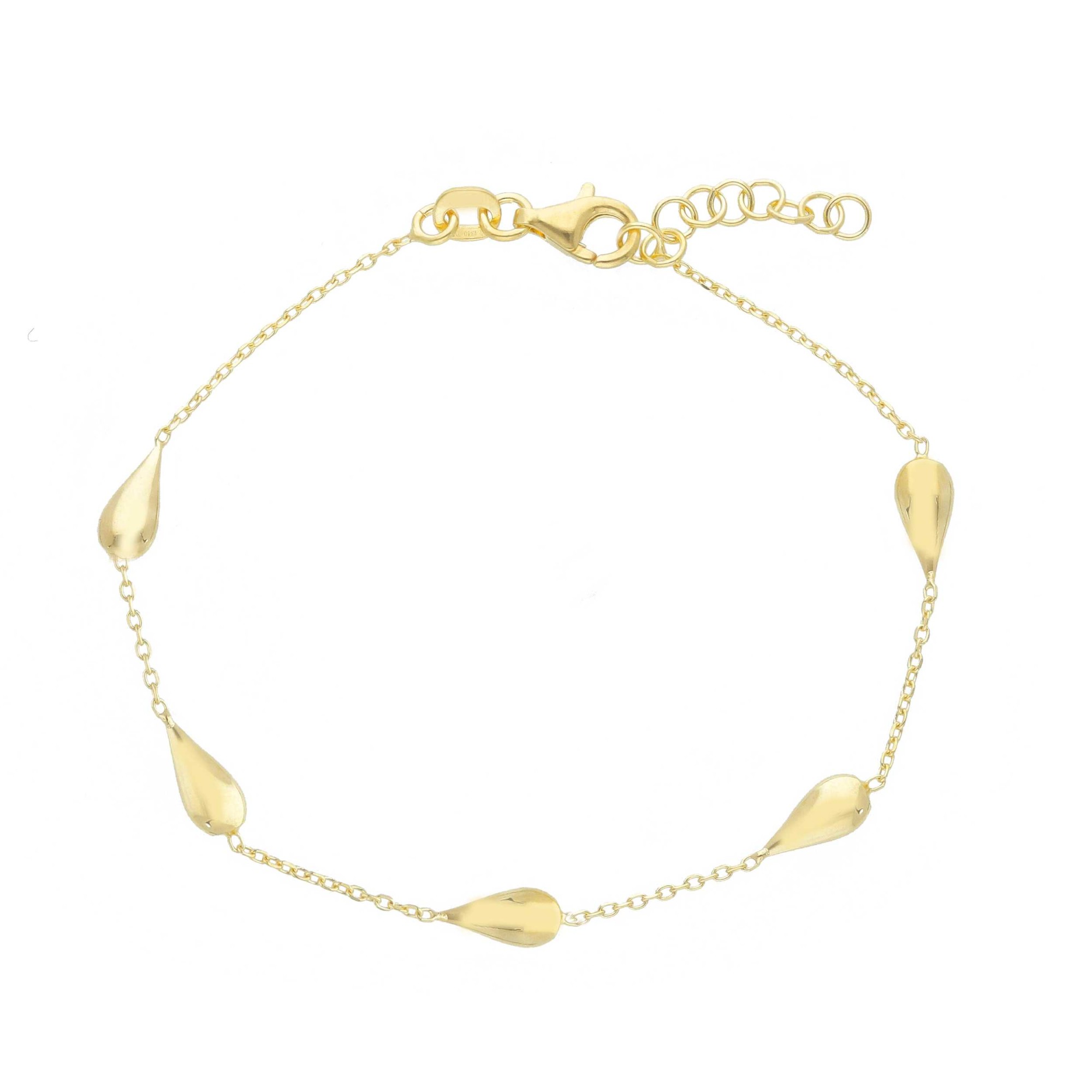 Pulsera en plata dorada con charm gota ORO&CO 925 16+3 cm - ORO&CO 925