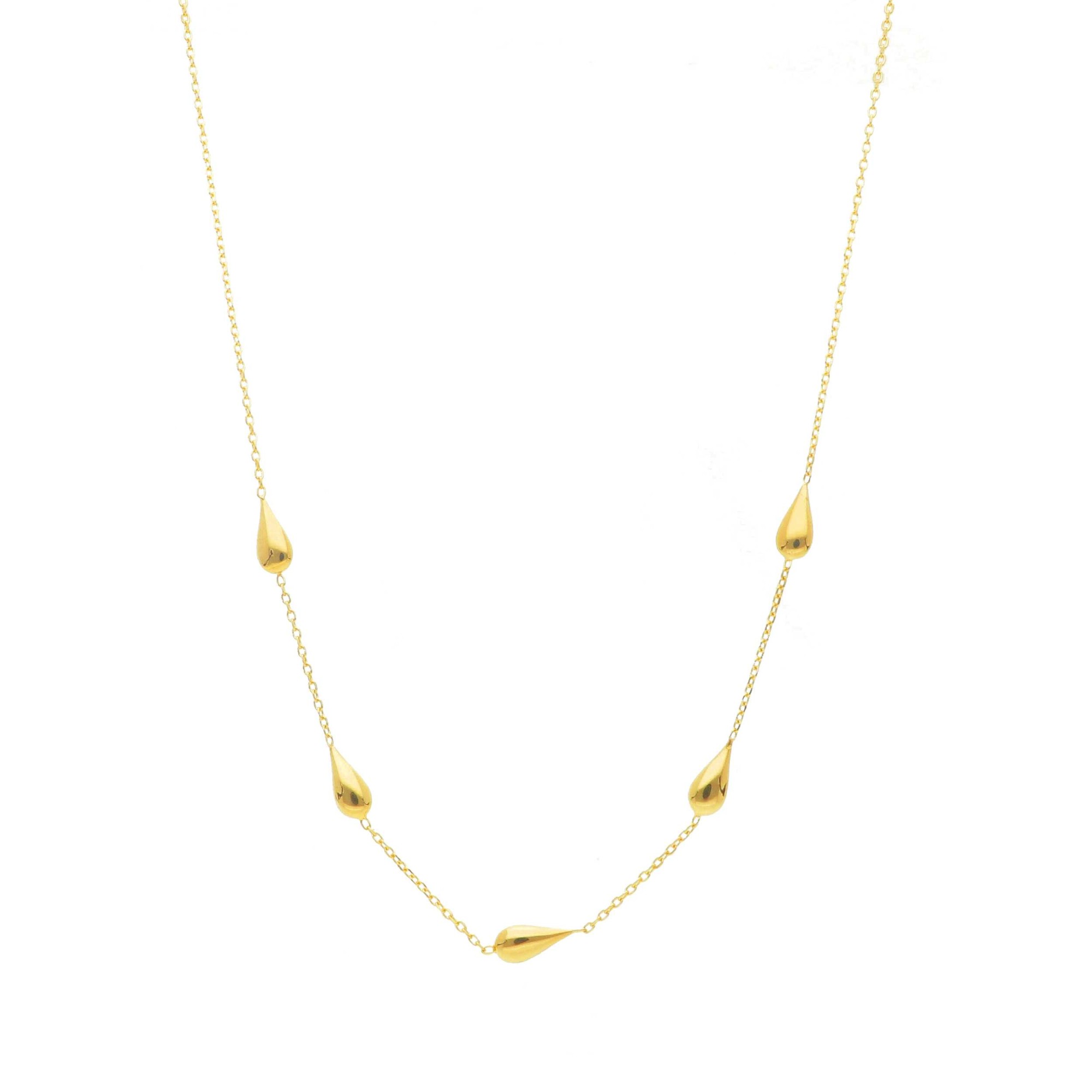 Collar con charm gota dorado en plata ORO&CO 925 40+5 cm - ORO&CO 925
