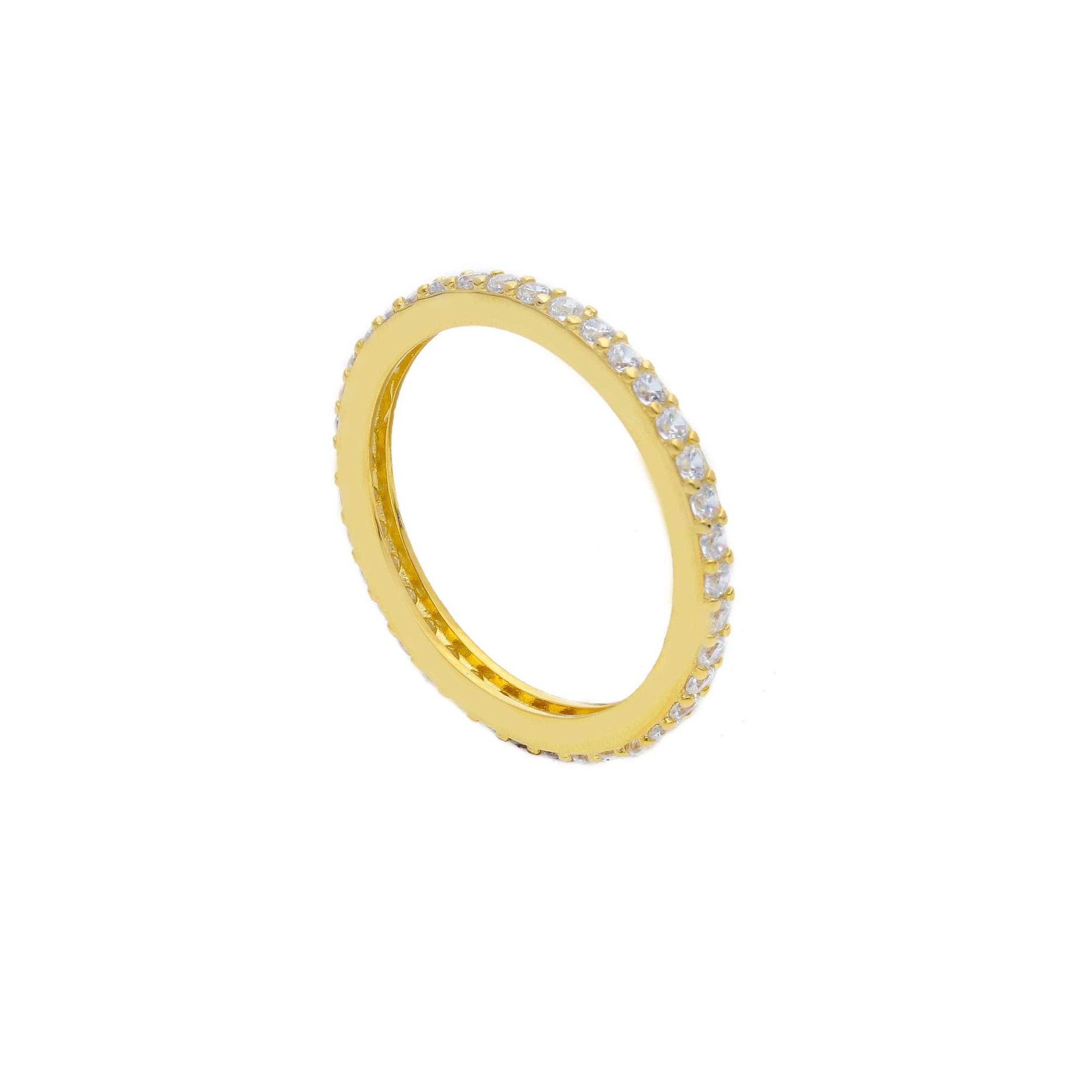 Anillo eternity de plata dorada circonitas blancas talla 16 ORO&CO 925 - ORO&CO 925