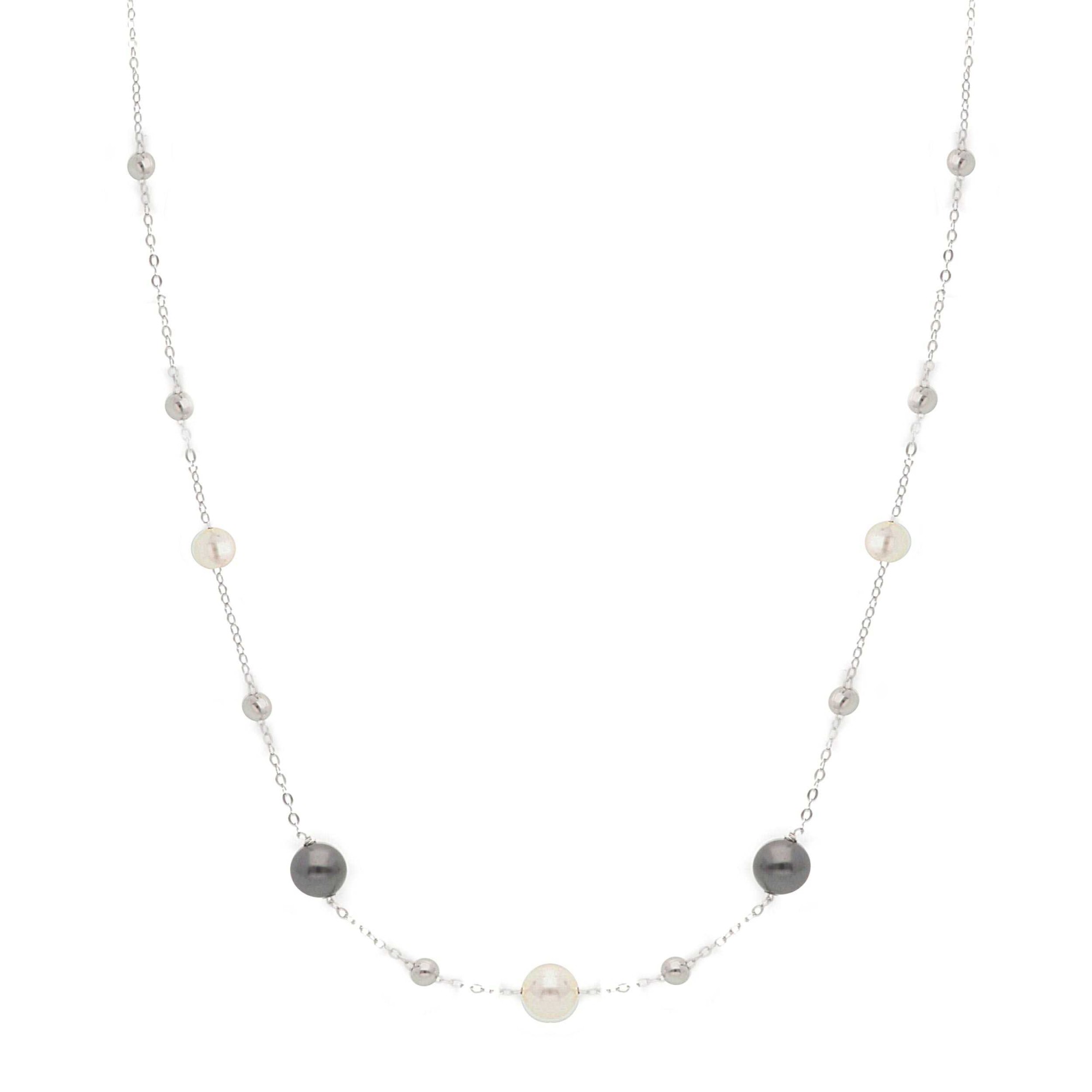 Collar de plata 925 con peras blancas y negras ORO&CO 925 - ORO&CO 925