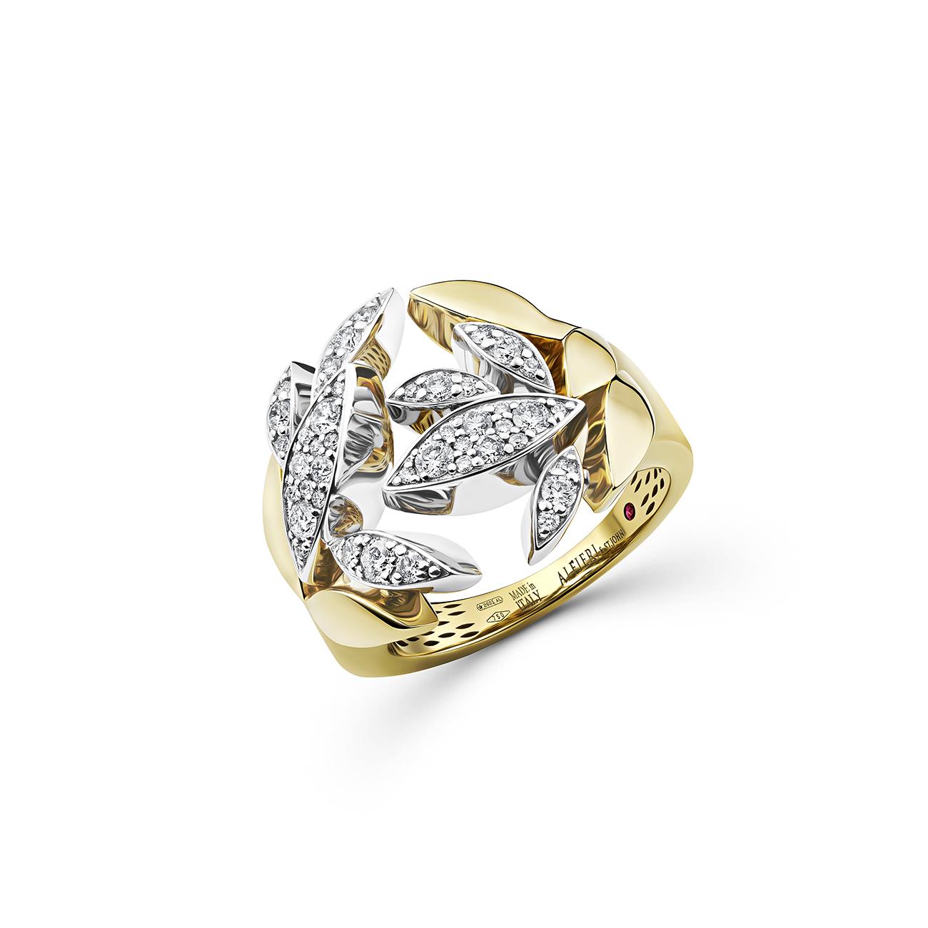 Anello Foglie contrariè con diamanti ct. 0,60 - ALFIERI & ST. JOHN