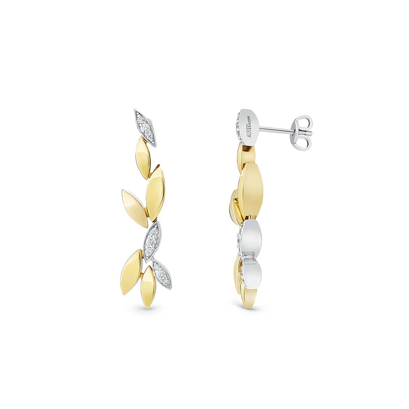 Orecchini pendenti Foglie con diamanti ct. 0,22 - ALFIERI & ST. JOHN