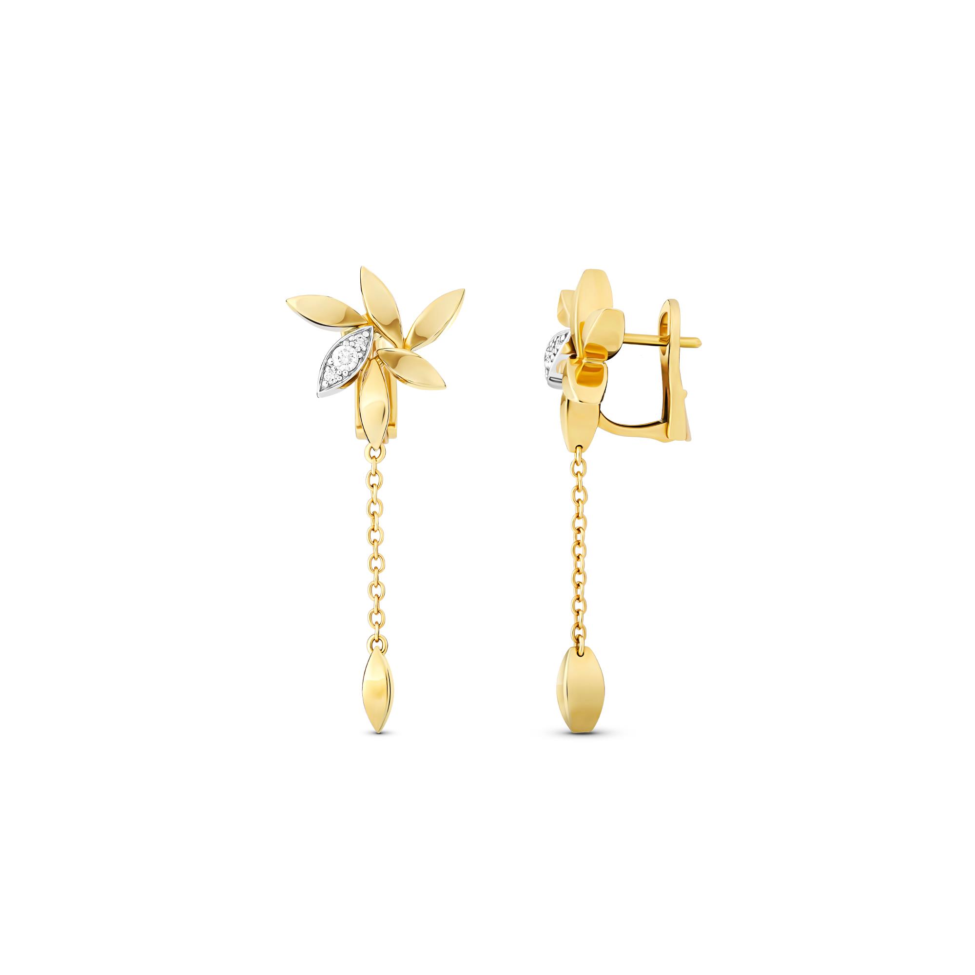 Orecchini pendenti Foglie con diamanti ct. 0,22 - ALFIERI & ST. JOHN