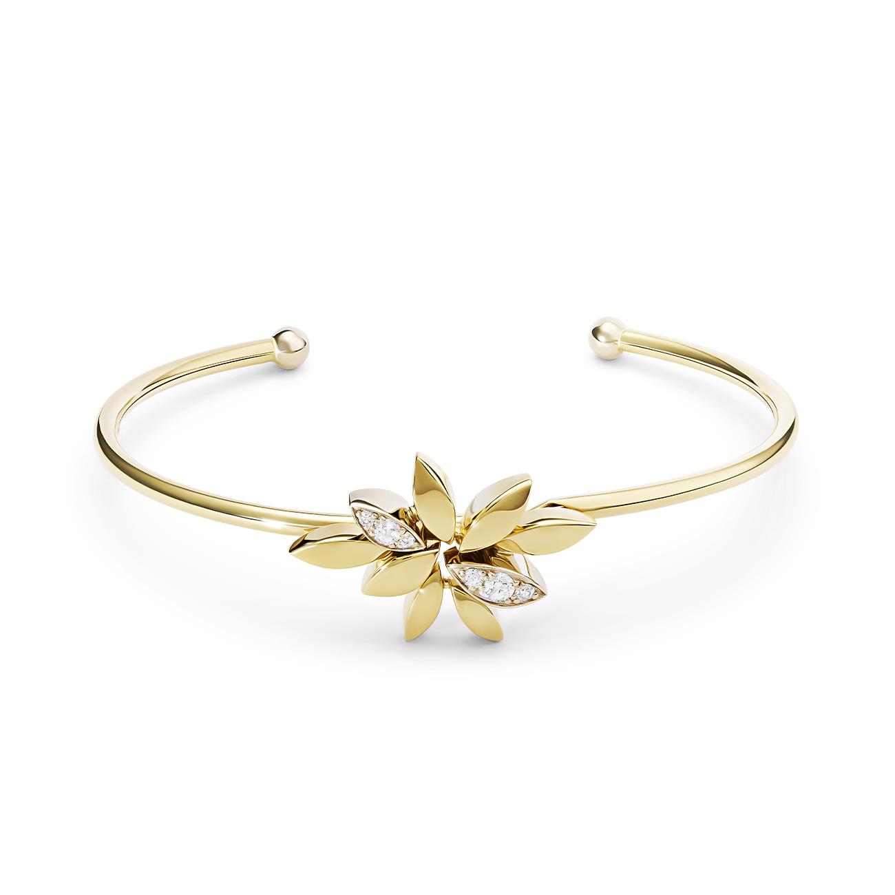 Bracciale rigido Foglie con diamanti ct. 0,20 - ALFIERI & ST. JOHN