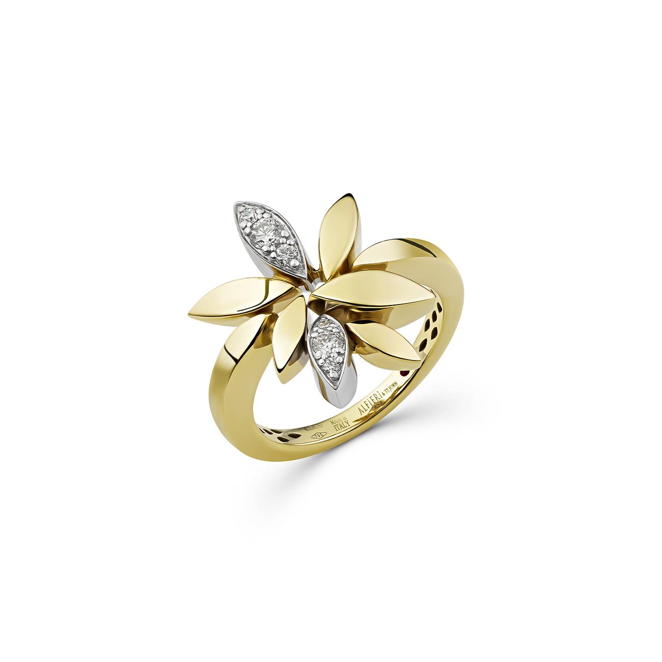 Anello Foglie con diamanti ct. 0,20 - ALFIERI & ST. JOHN