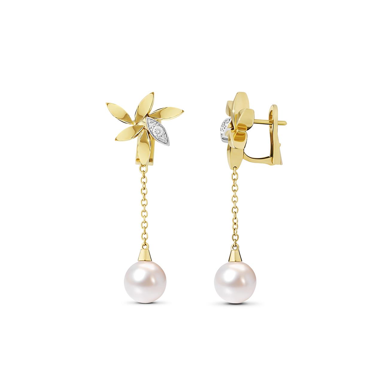 Orecchini pendenti Foglie con perle - ALFIERI & ST. JOHN