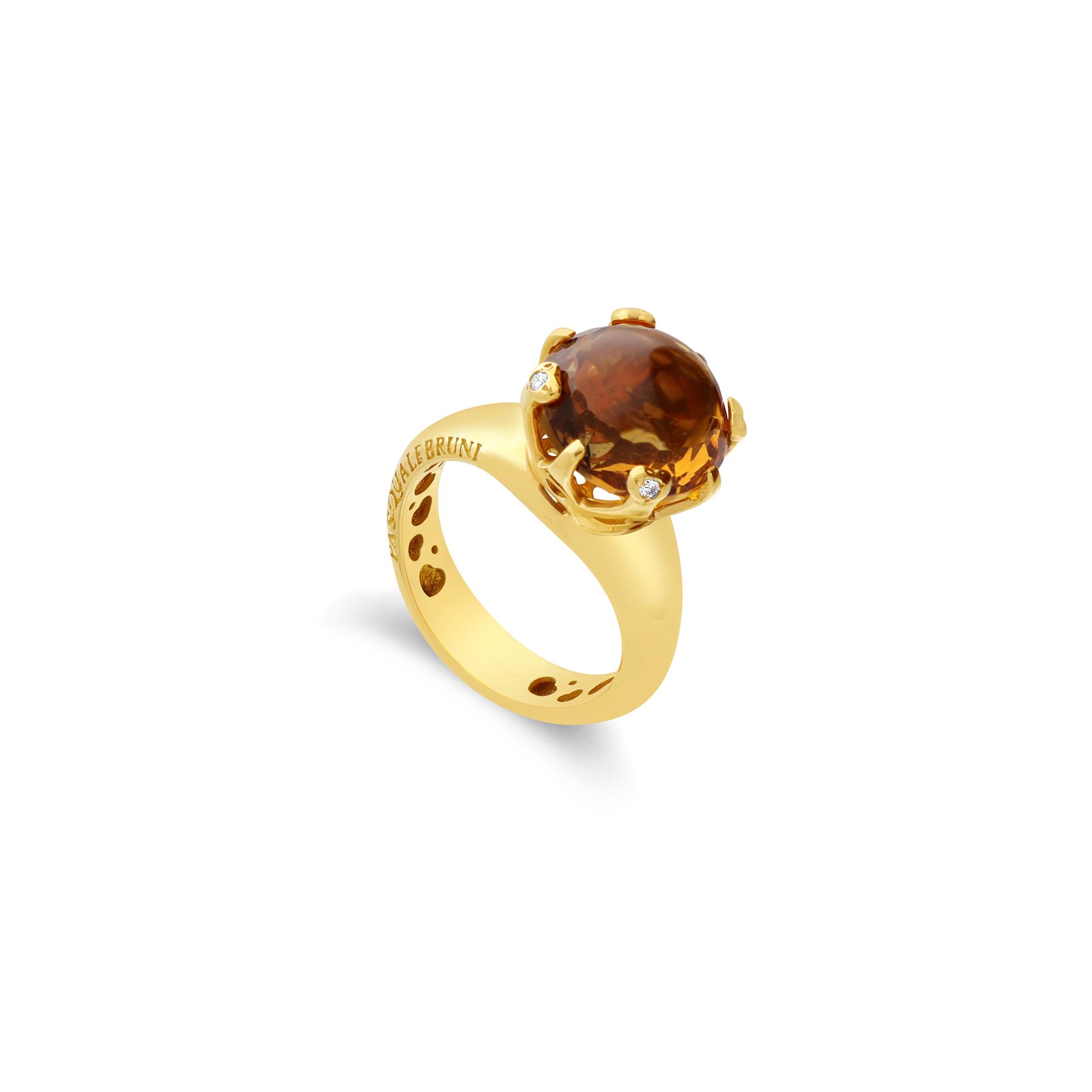Anillo con diamantes y cuarzo amarillo - PASQUALE BRUNI
