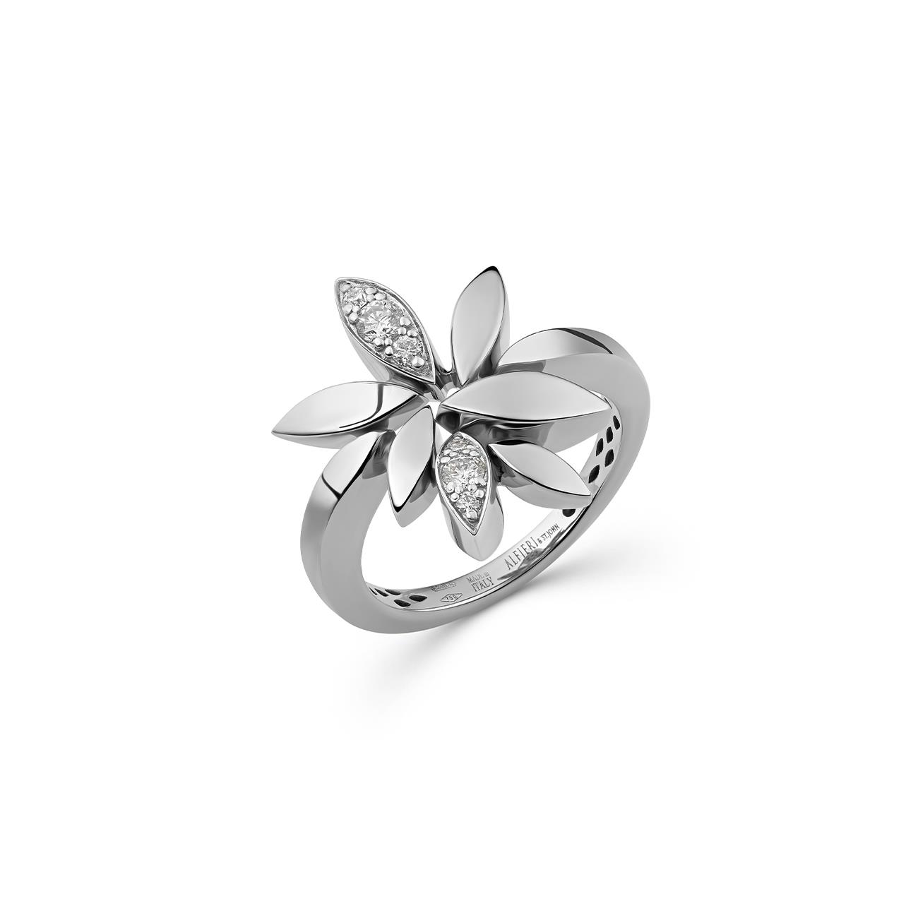 Anello Foglie con diamanti ct. 0,20 - ALFIERI & ST. JOHN