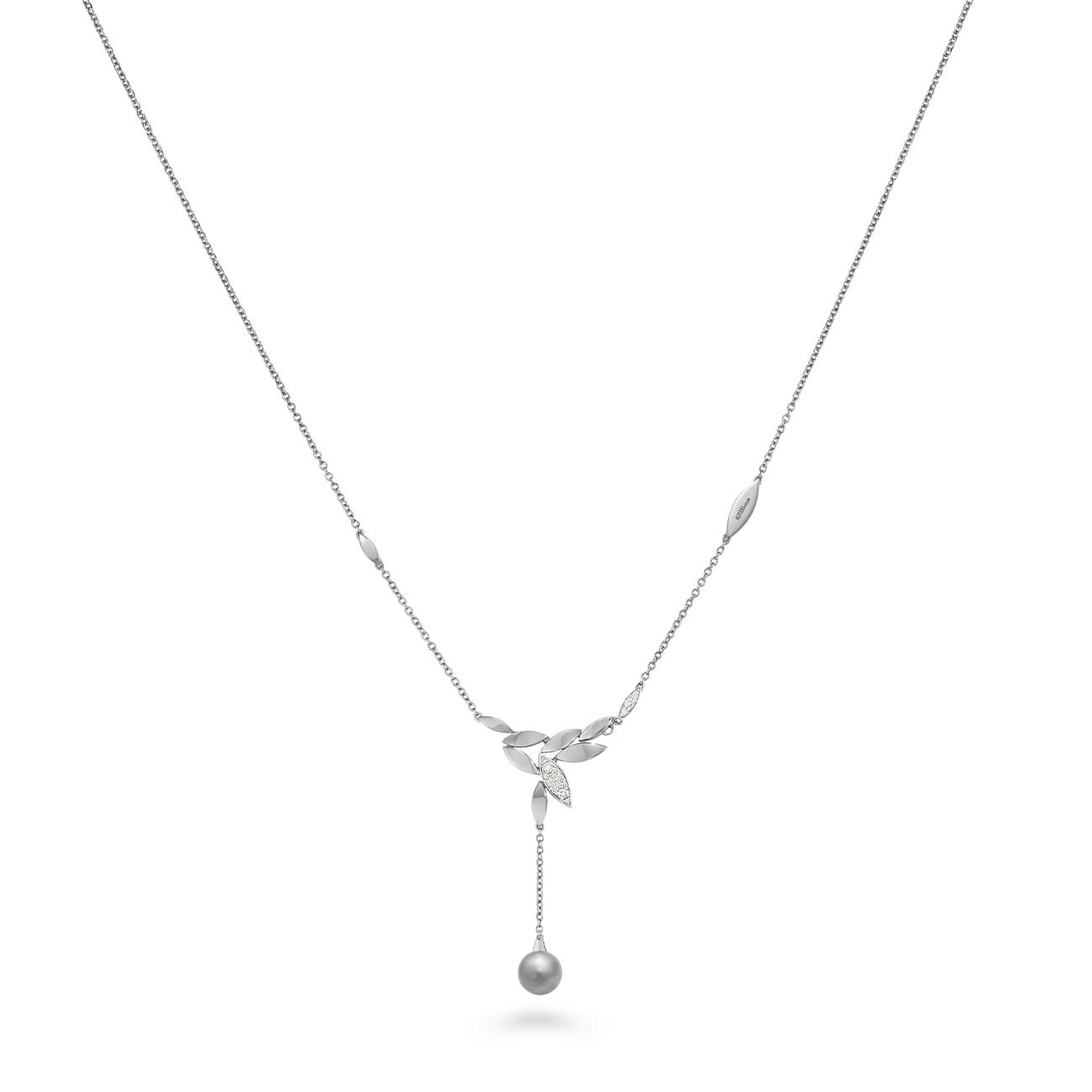 Collana Foglie con perla e diamanti ct. 0,21 - ALFIERI & ST. JOHN