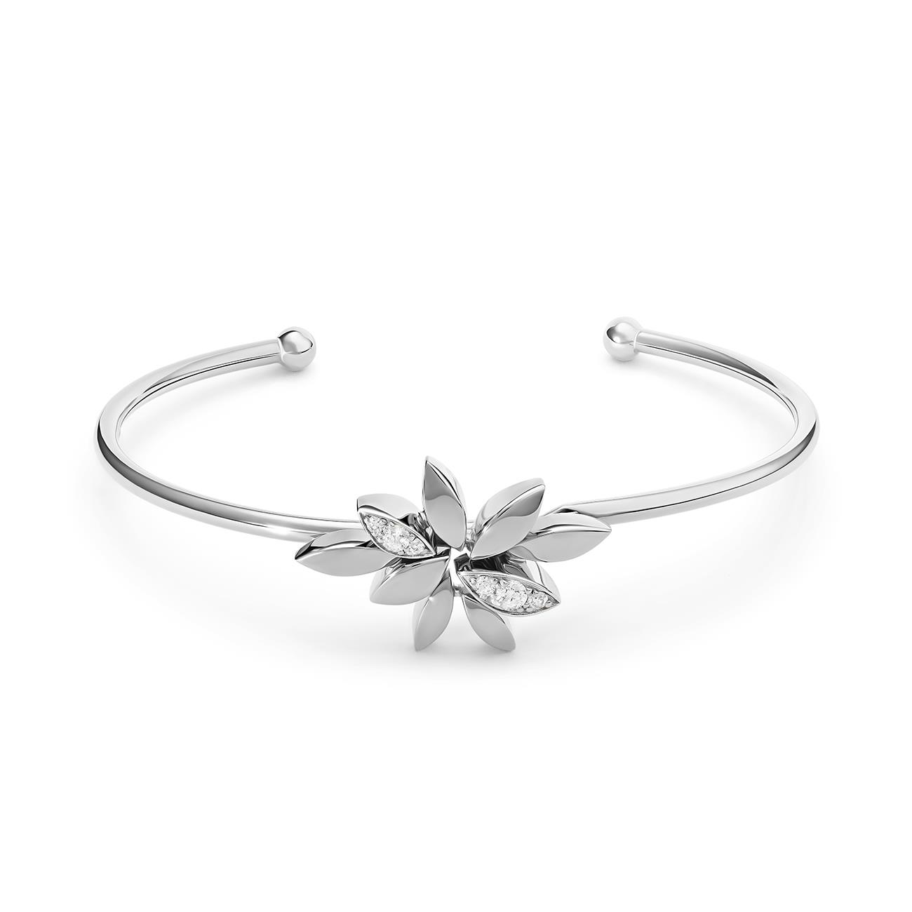 Bracciale rigido Foglie con diamanti ct. 0,20 - ALFIERI & ST. JOHN