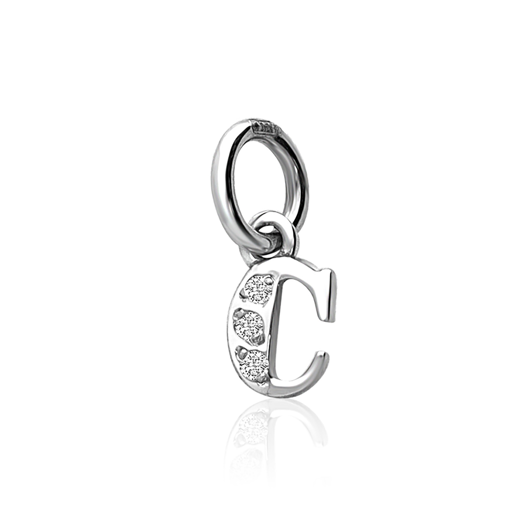Ciondolo in oro bianco con lettera C e diamanti - DODO