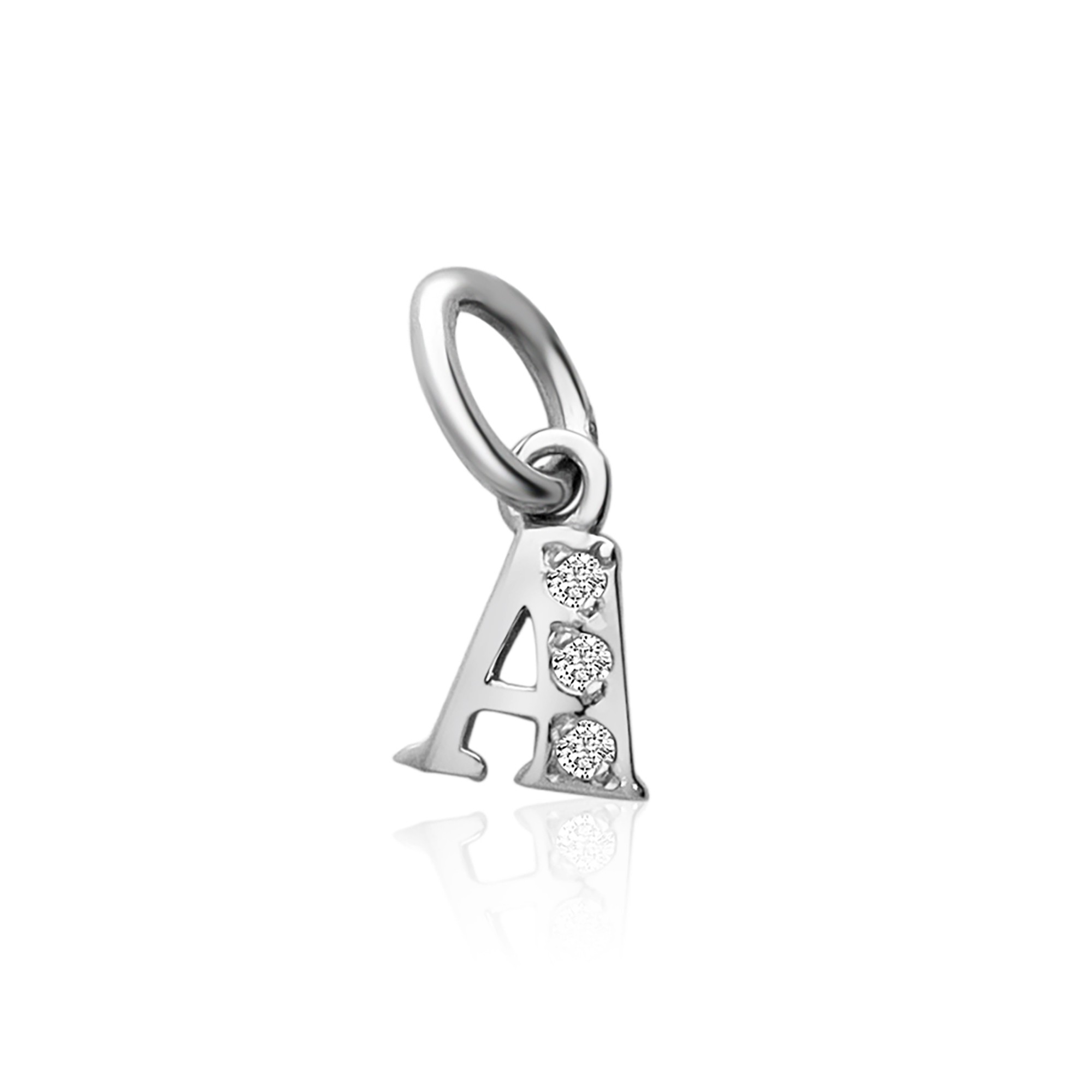 White gold pendant with letter A and diamonds - DODO