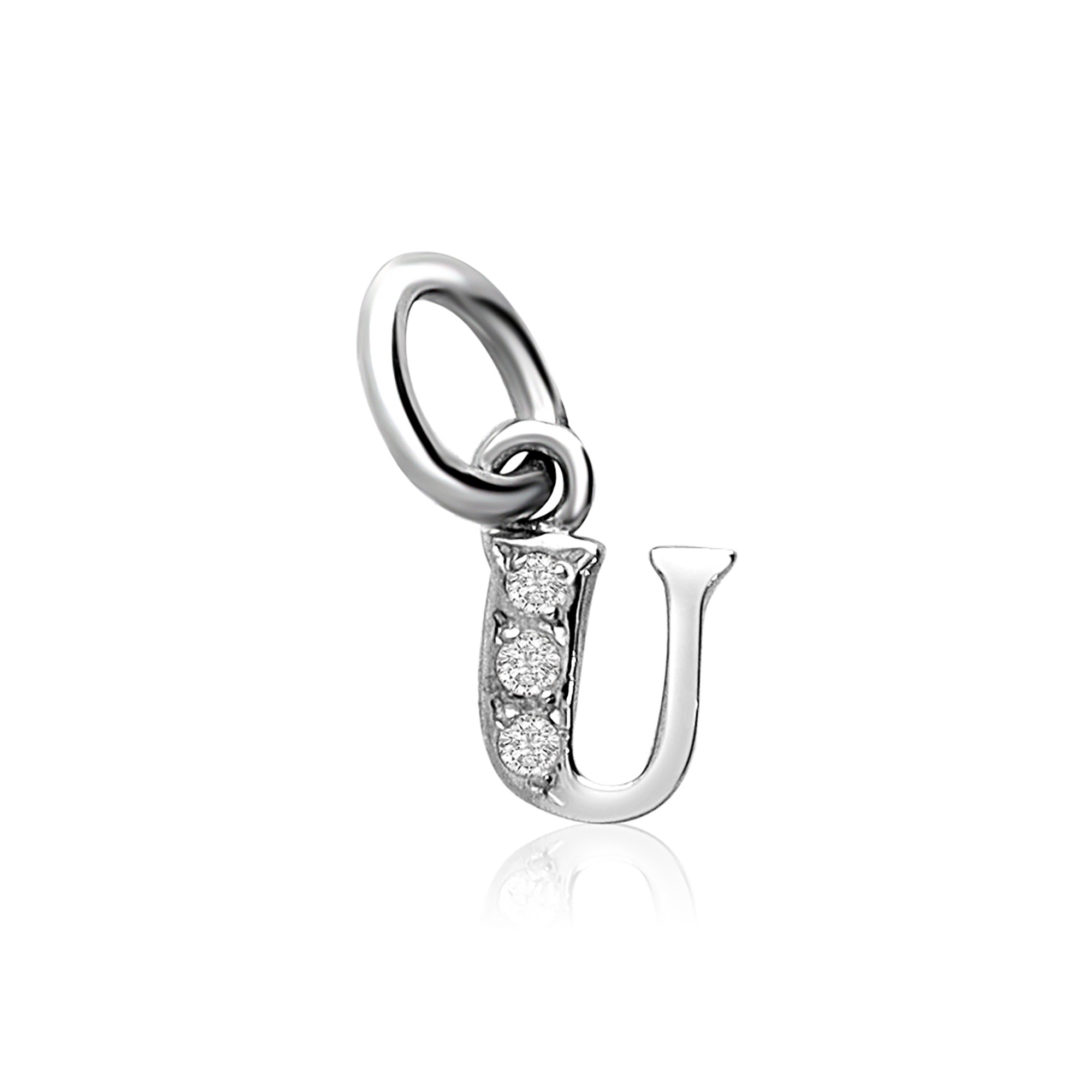 White gold pendant with letter U and diamonds - DODO