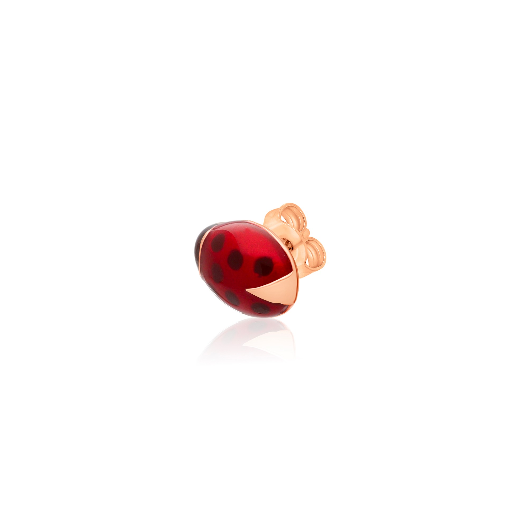 Mono-orecchino “Coccinella” in oro rosa con smalto - DODO