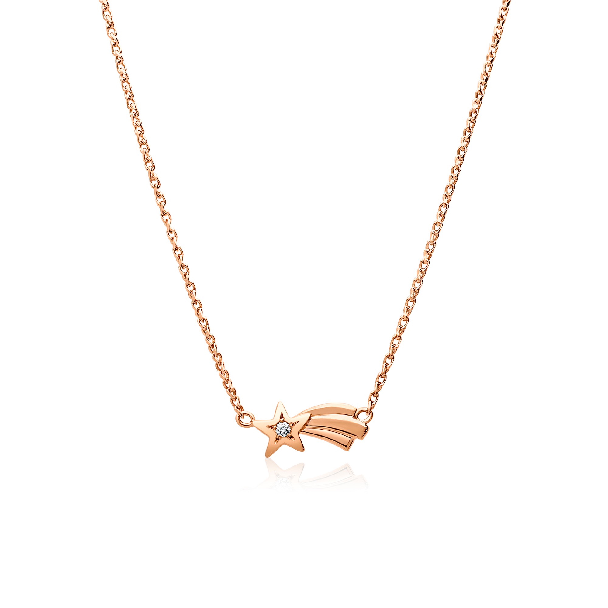 Rose gold necklace with shooting star and diamonds - DODO