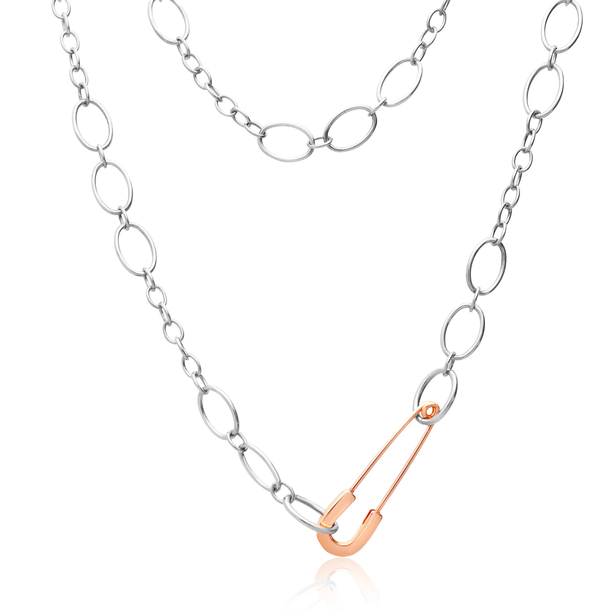 Brooch necklace in rose gold and silver - DODO
