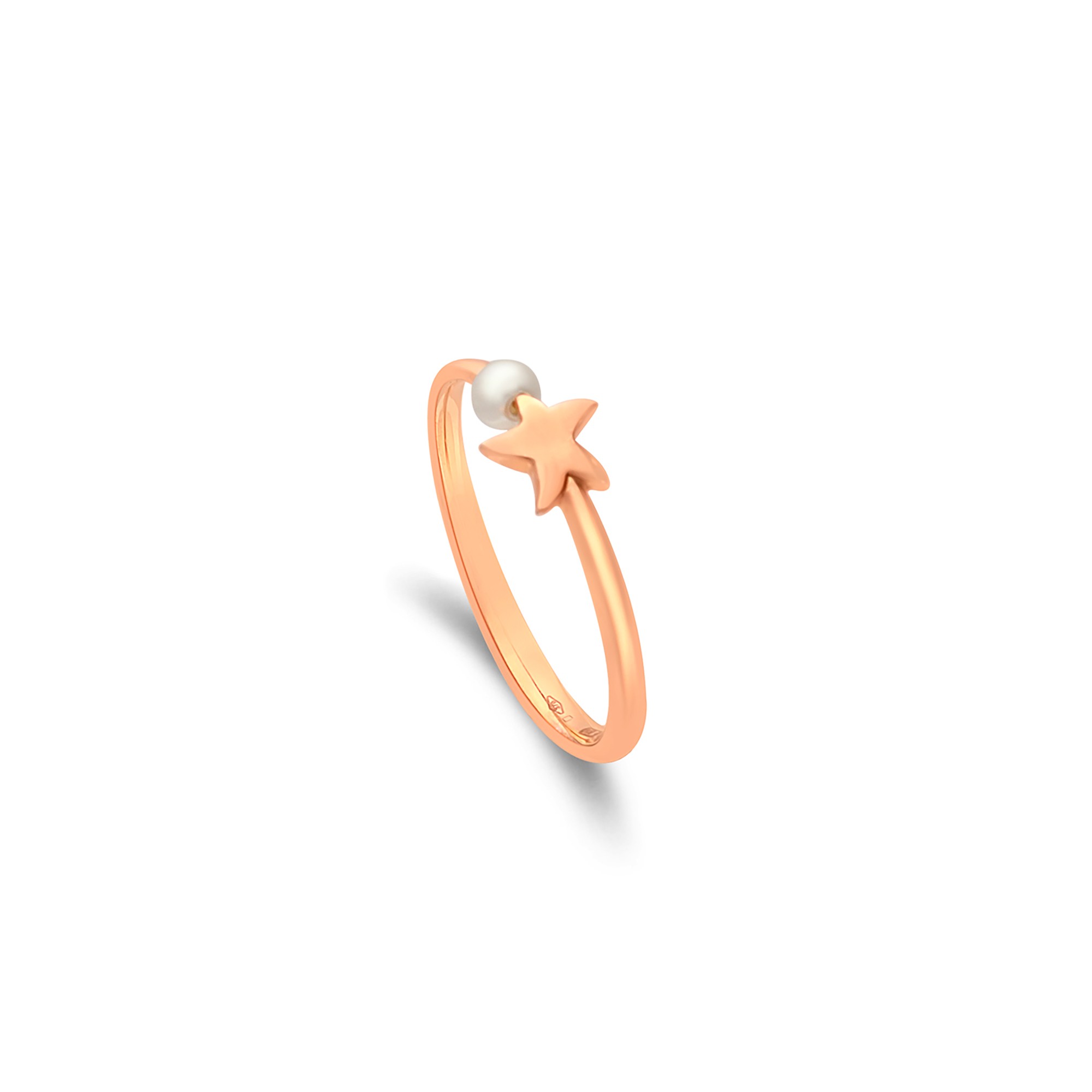 Anello in oro rosa con stella e perla - DODO