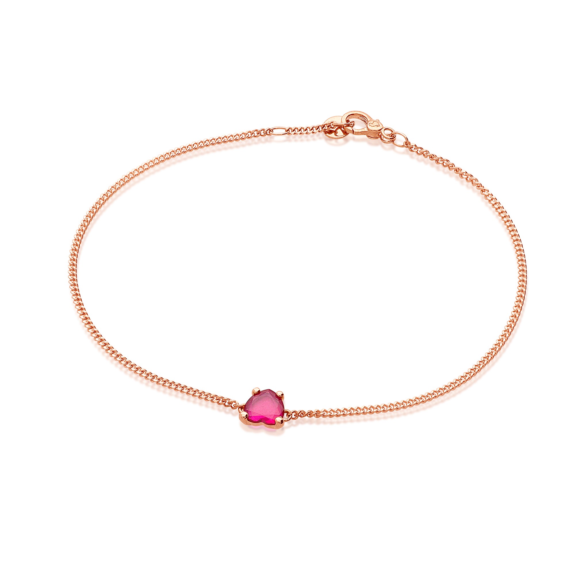 Bracciale in oro rosa con rubino a forma di cuore - DODO