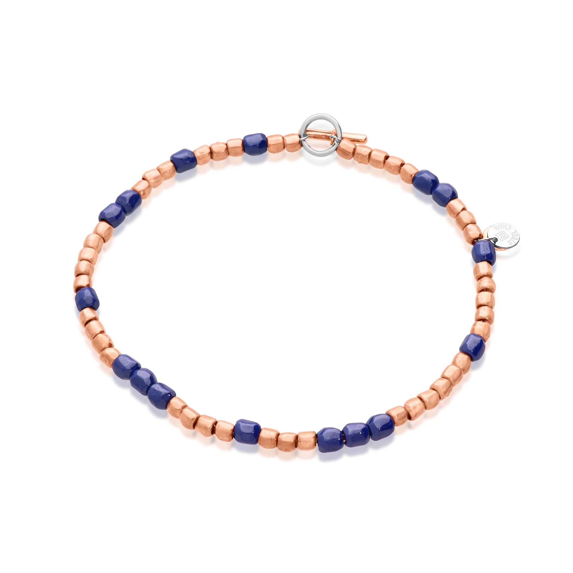 Bracciale mini granelli in oro rosa e ceramica blu - DODO