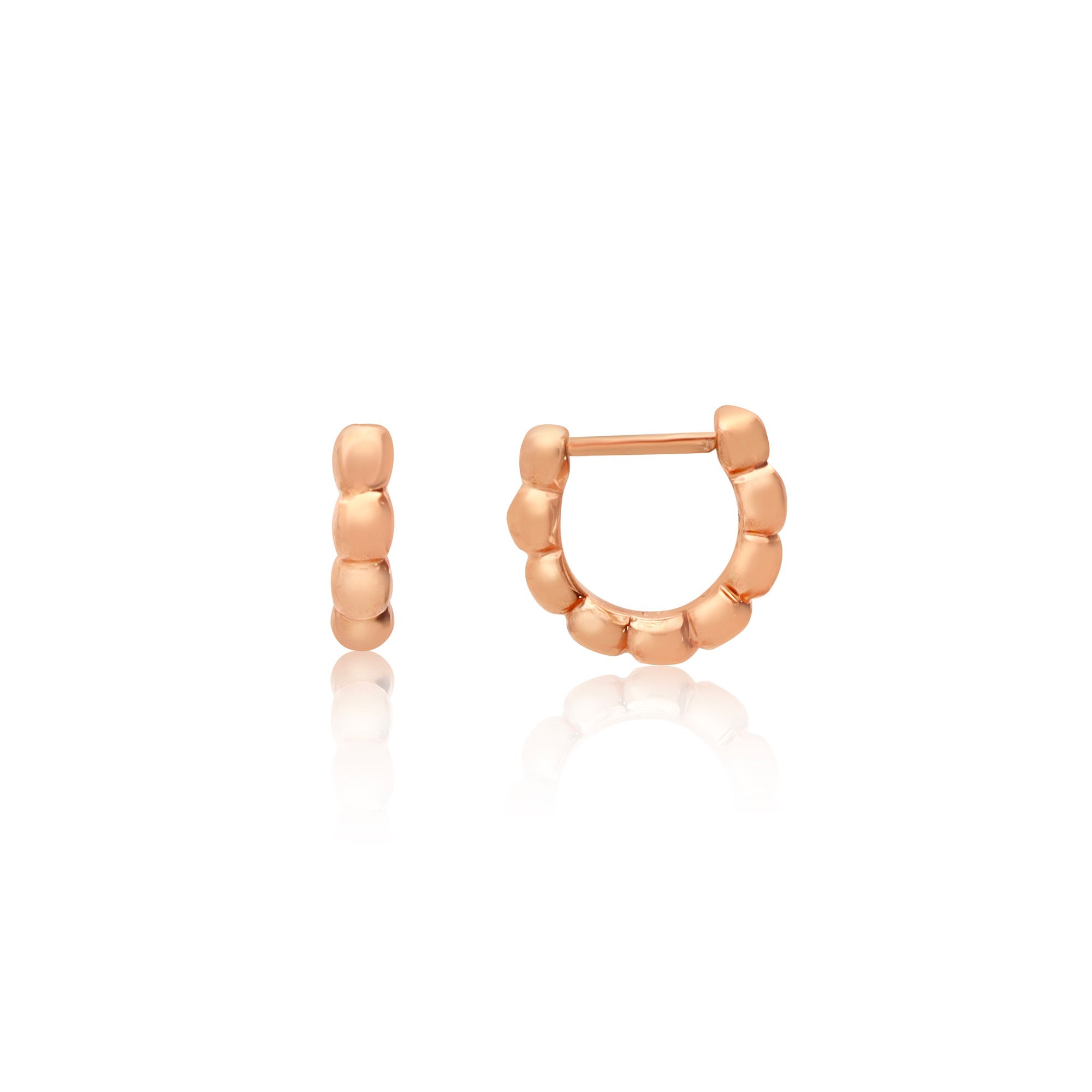 Mono-orecchino a cerchio mini granelli in oro rosa - DODO
