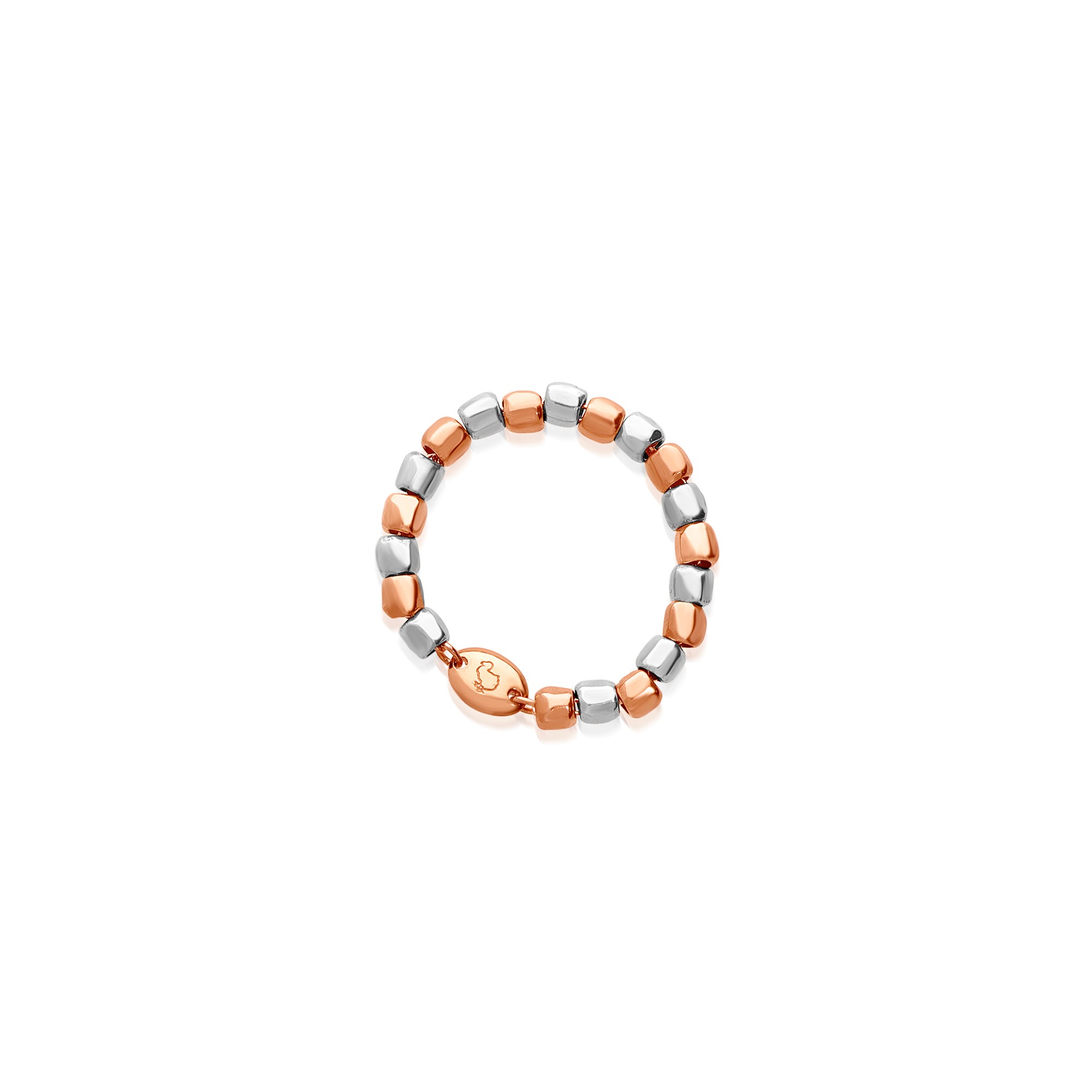 Anello mini granelli in oro rosa e argento - DODO