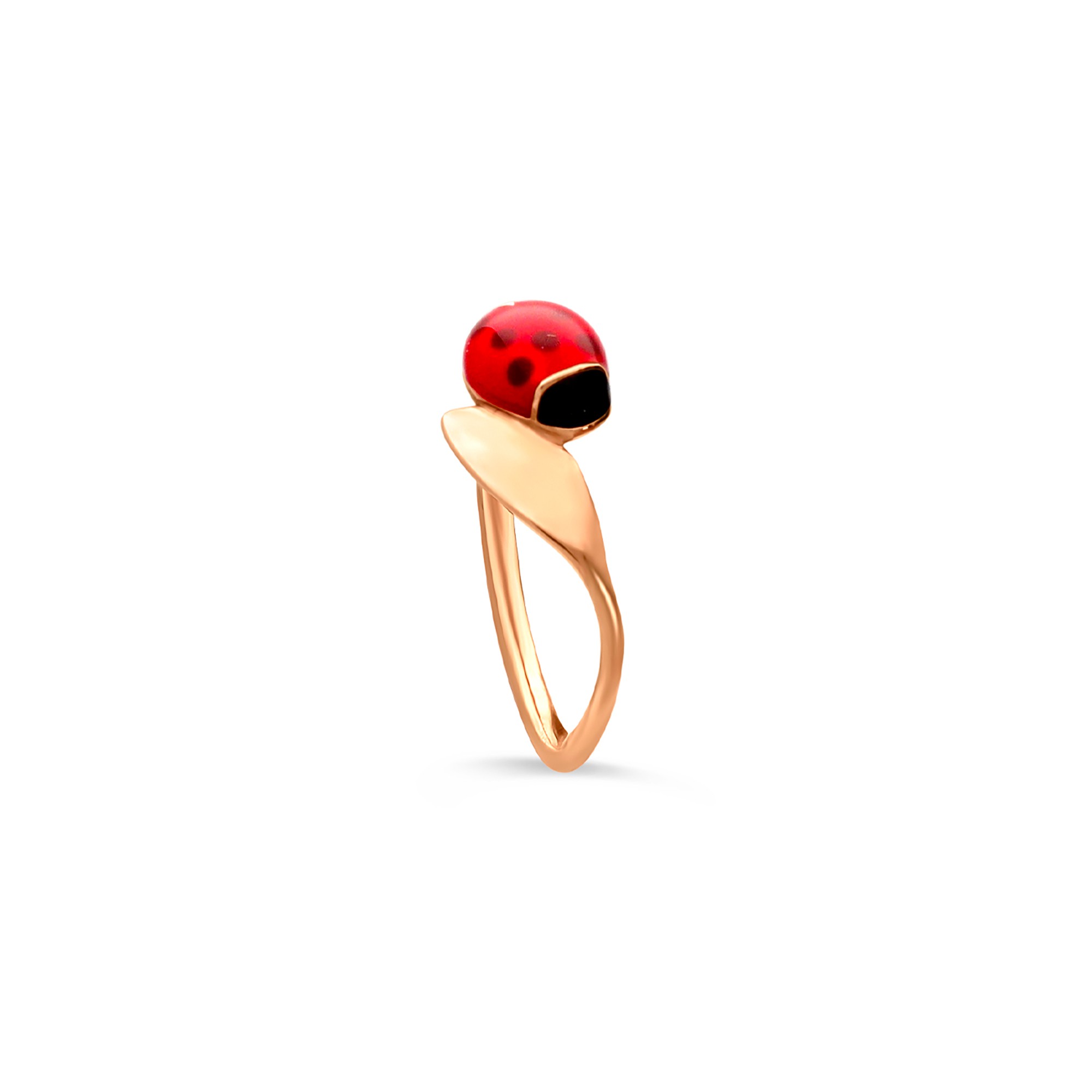 Anello coccinella in oro rosa con smalti colorati - DODO