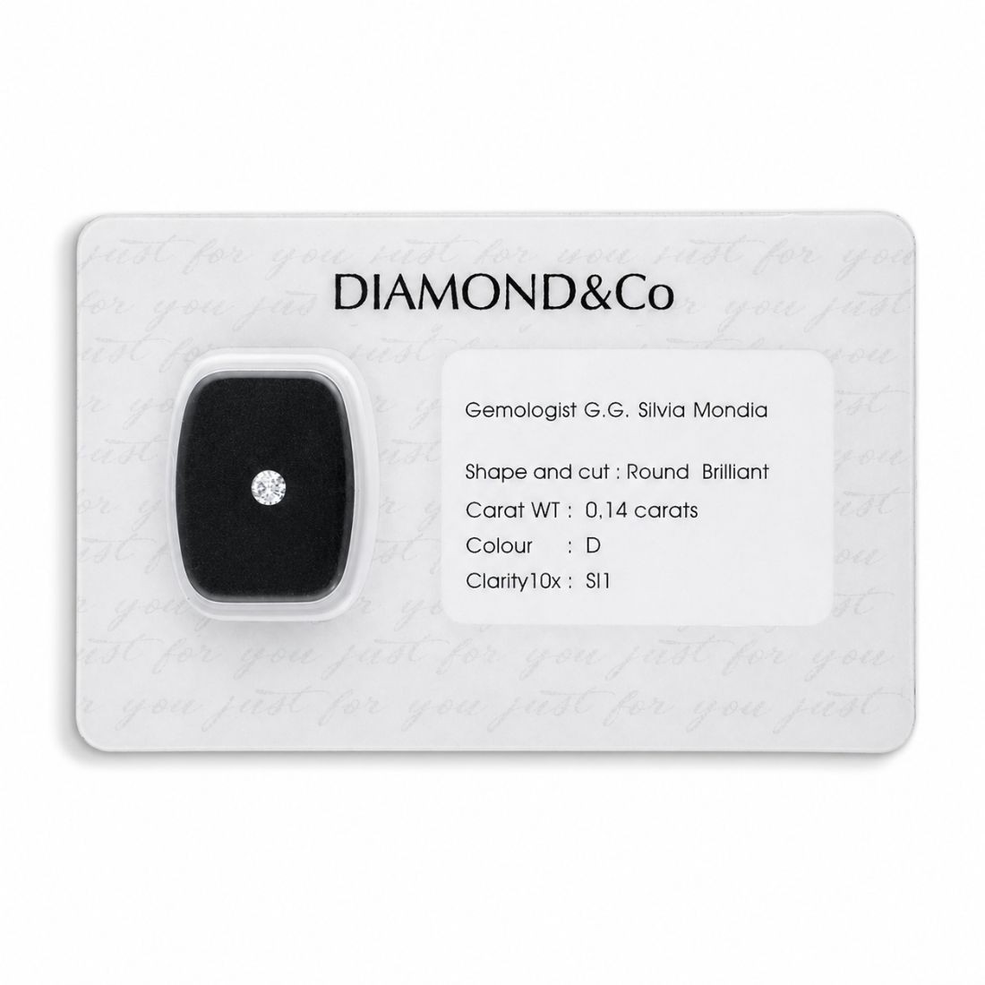 Diamante en bl&iacute;ster talla brillante 0,14 ct color D pureza SI1 - ORO&CO