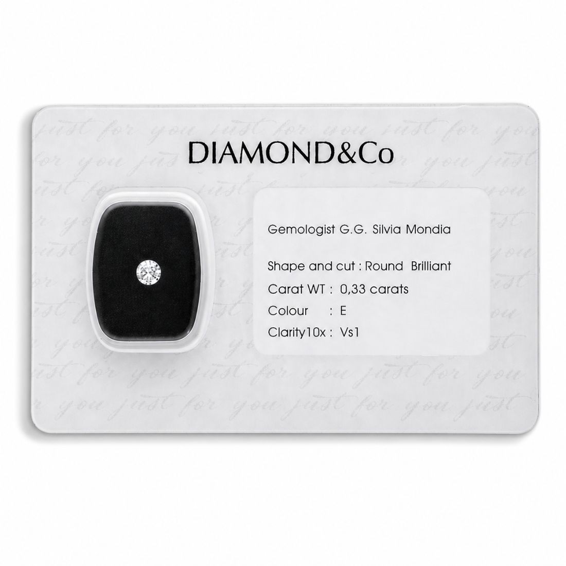 Blistered brilliant cut diamond 0.33 ct color E clarity VS1 - ORO&CO