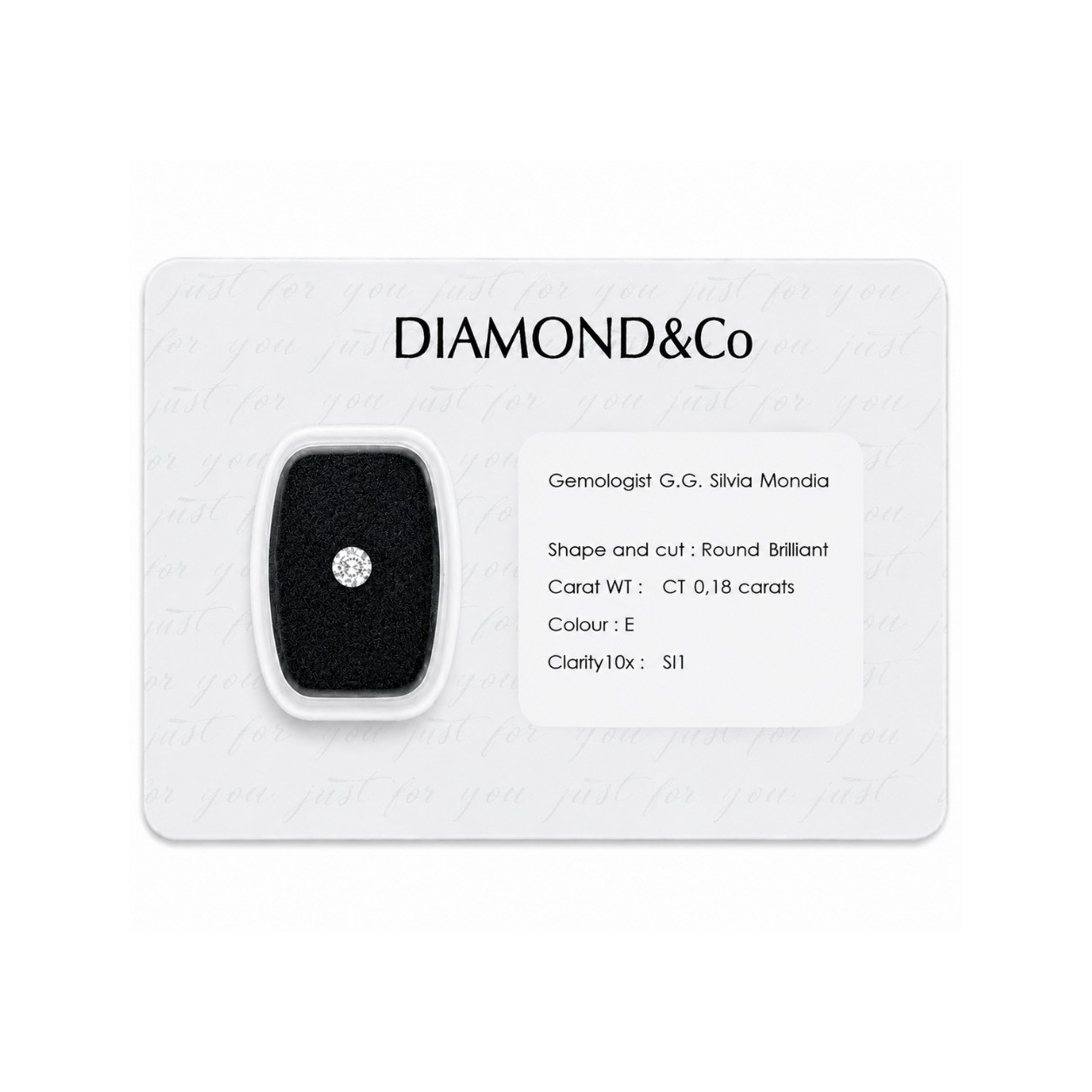 Diamante blisterato taglio brillante ct 0,18 colore E purezza SI1 - ORO&CO