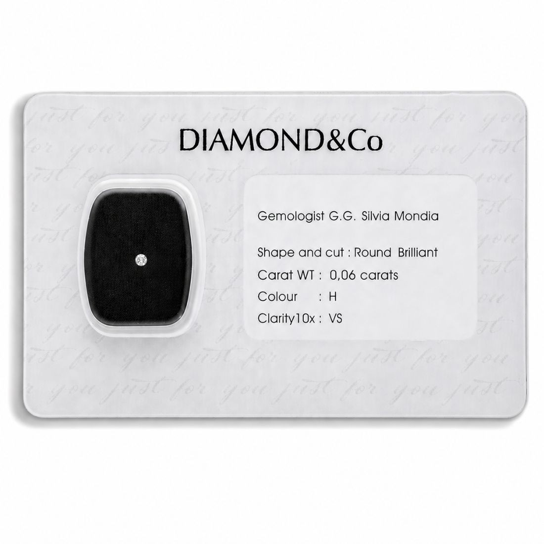 Diamante blisterato taglio brillante 0,06 ct colore H purezza VS - ORO&CO