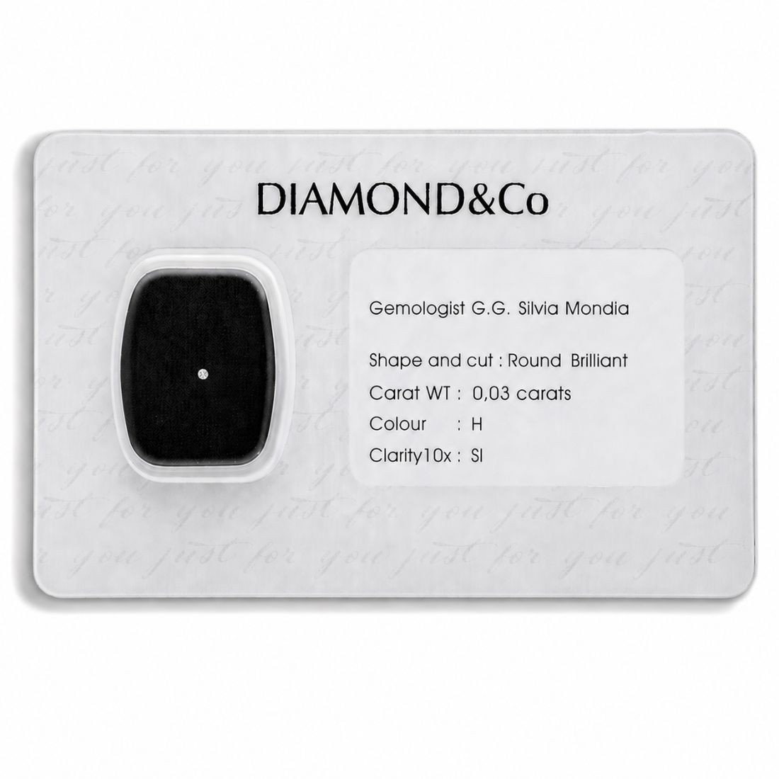Blistered brilliant cut diamond 0.03 ct color H clarity SI - ORO&CO
