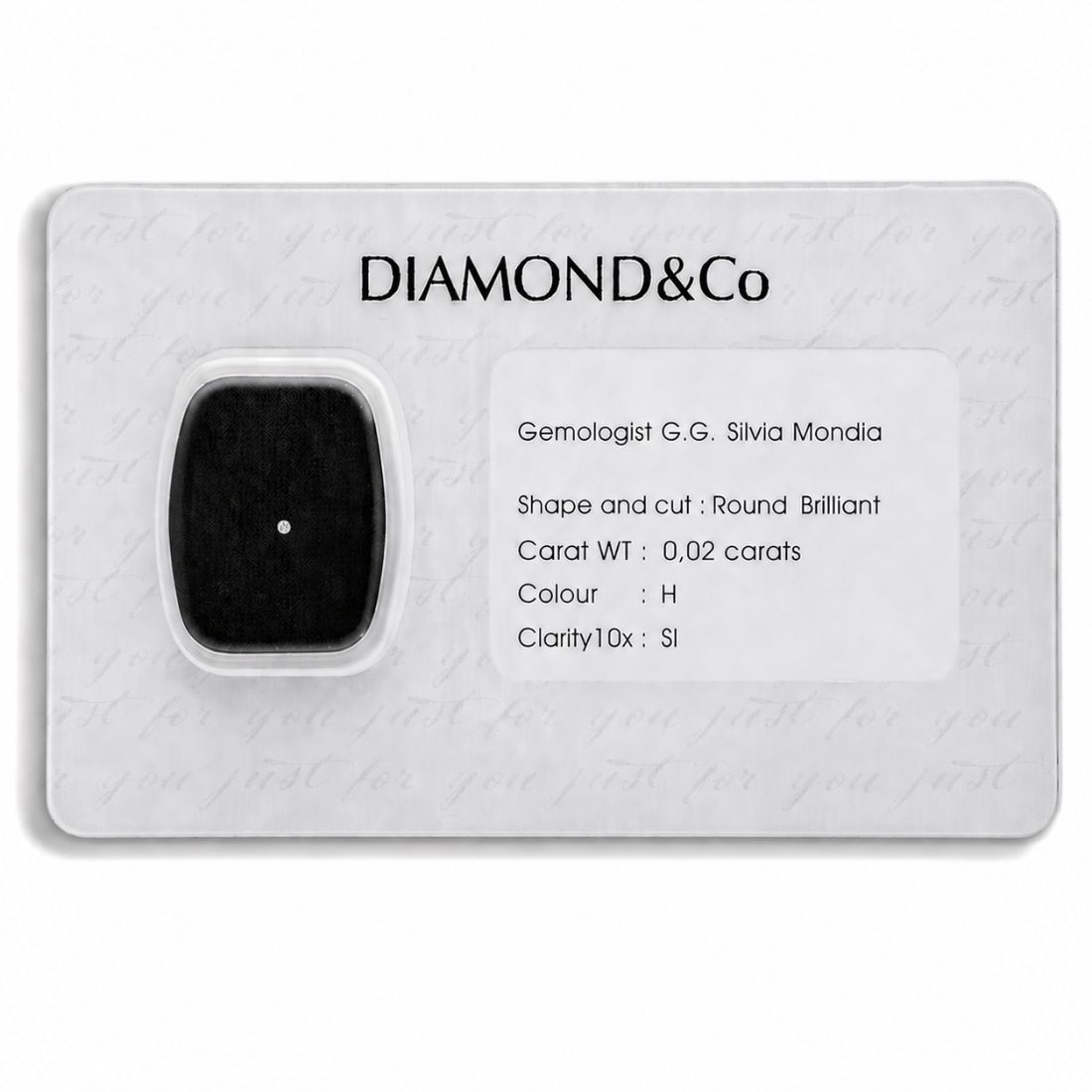 Blistered brilliant cut diamond 0.02 ct color H clarity SI - ORO&CO