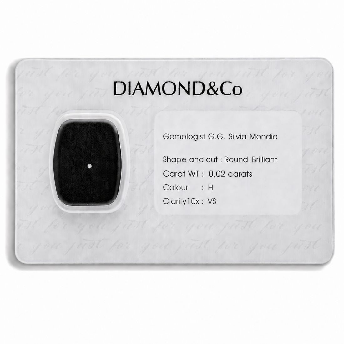 Blistered brilliant cut diamond 0.02 ct color H clarity VS - ORO&CO