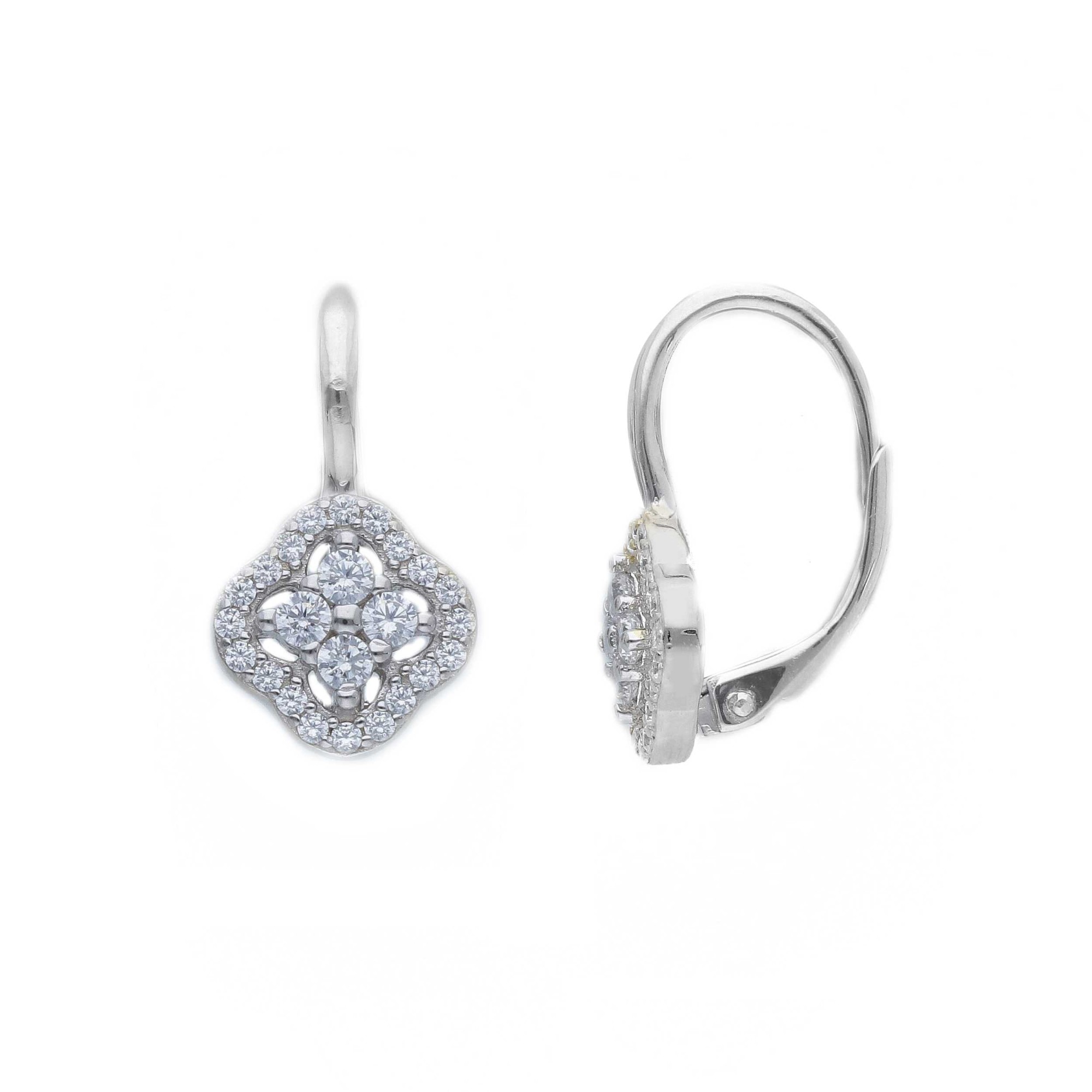 Orecchini pendenti fiore zirconi argento ORO&CO 925 - ORO&CO 925