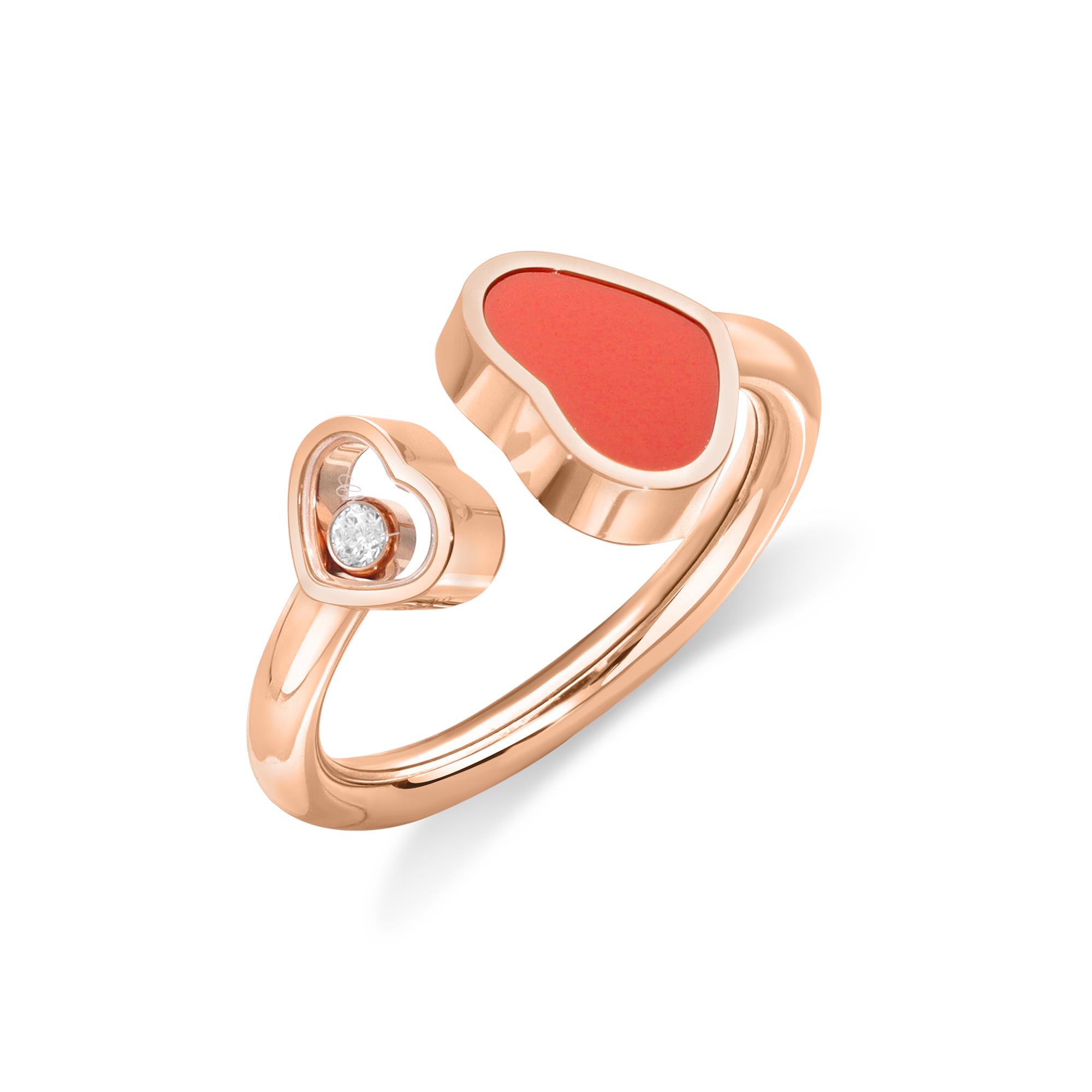 Anello Chopard happy hearts con pietra rossa - CHOPARD