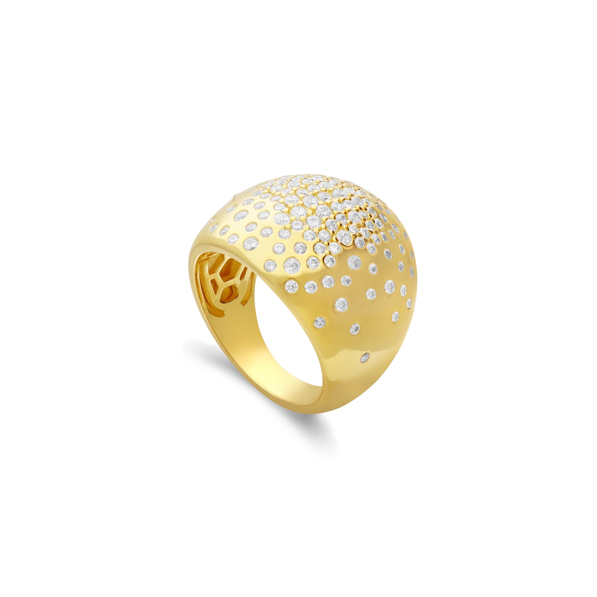 Anello in argento 925 dorato con pavé di zirconi bianchi - ALFIERI & ST. JOHN 925