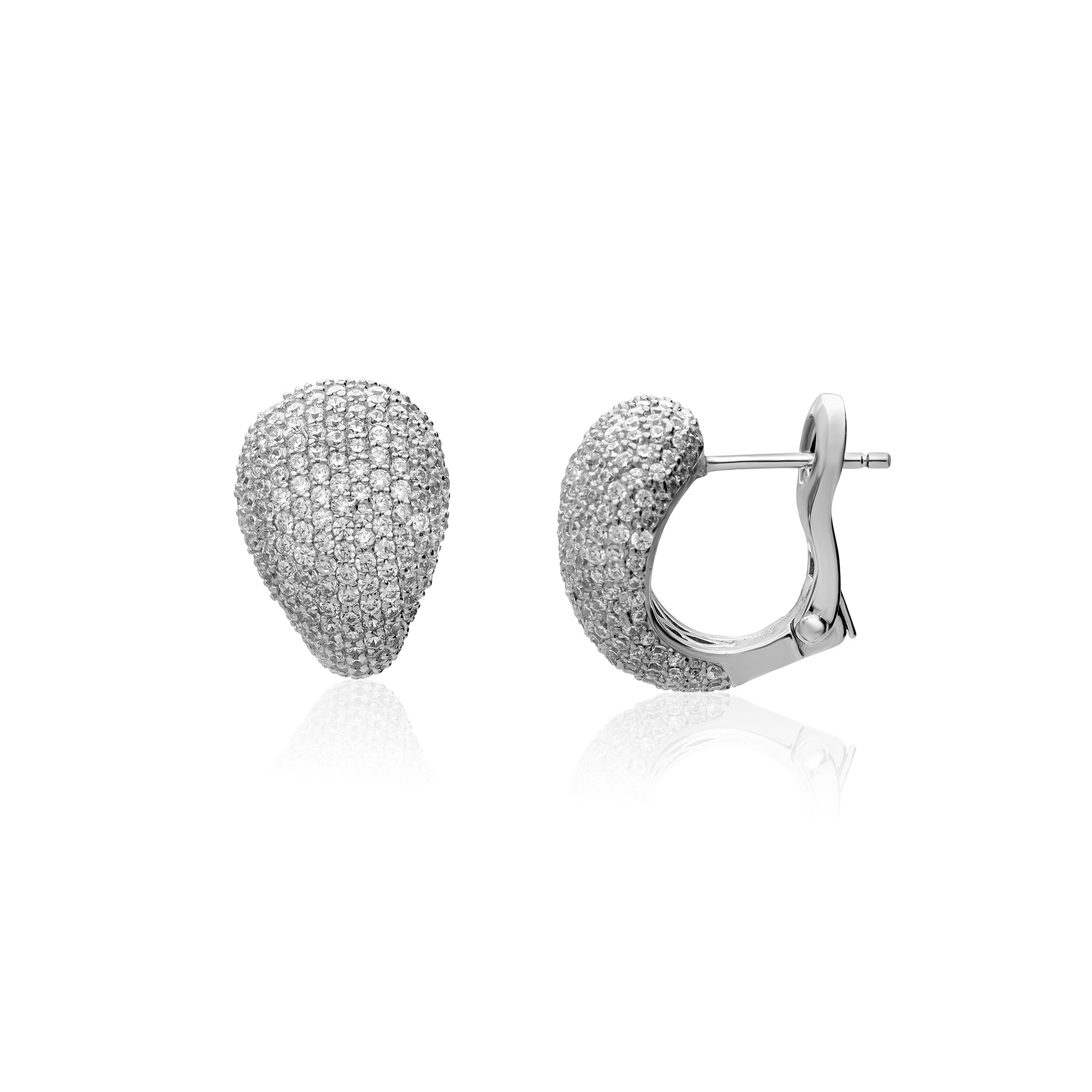 Orecchini a lobo in argento 925 rodiato con zirconi bianchi - ALFIERI & ST. JOHN 925